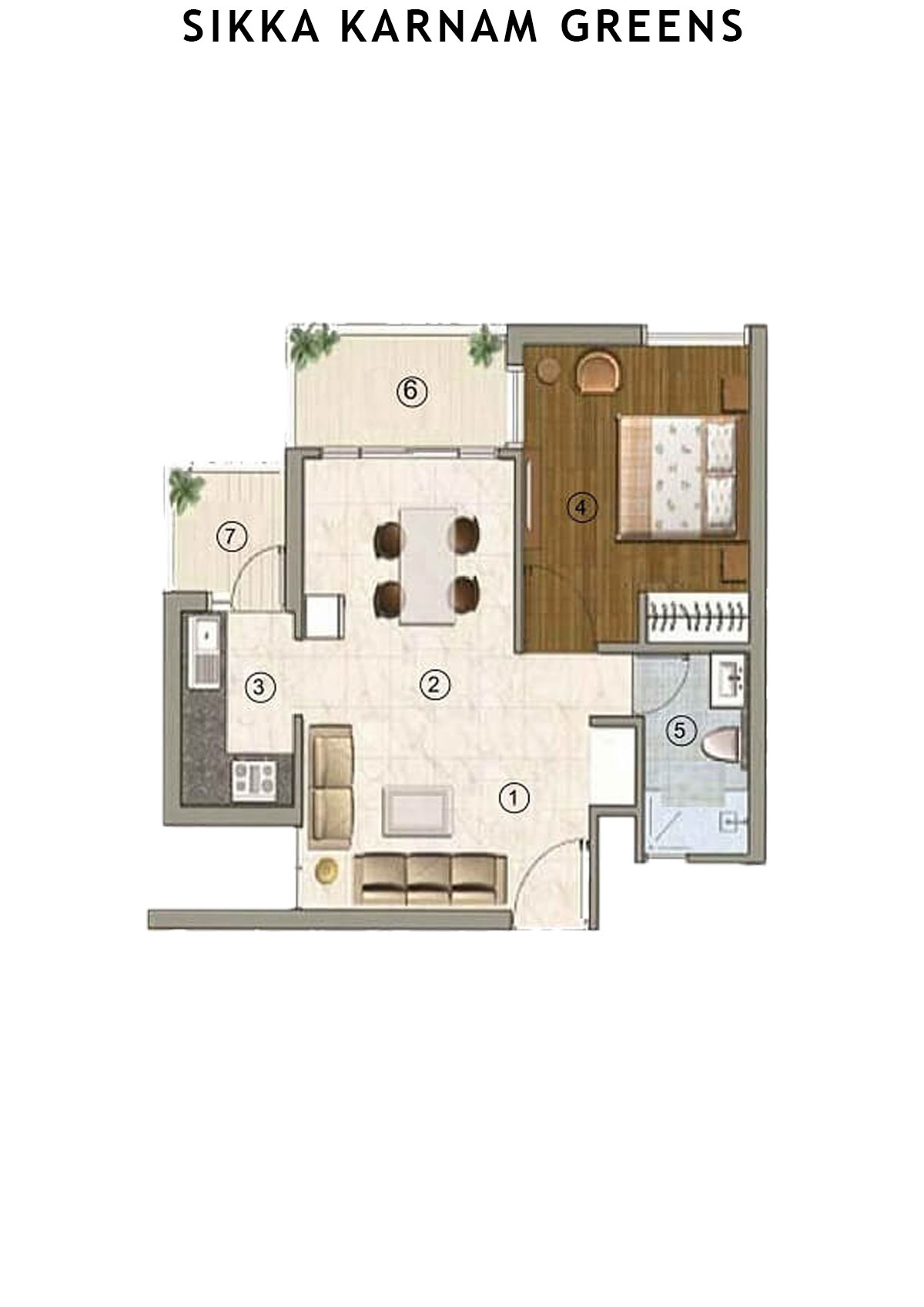 Sikka Karnam greens Prime  Unit 1 (Type  1) Floor Plan
