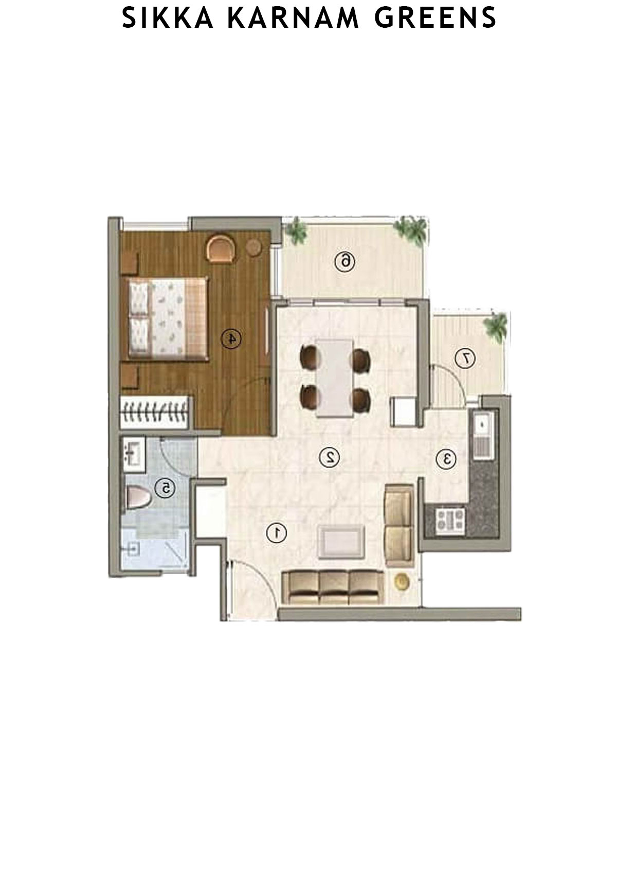 Sikka Karnam greens Prime  Unit 2 (Type  1) Floor Plan