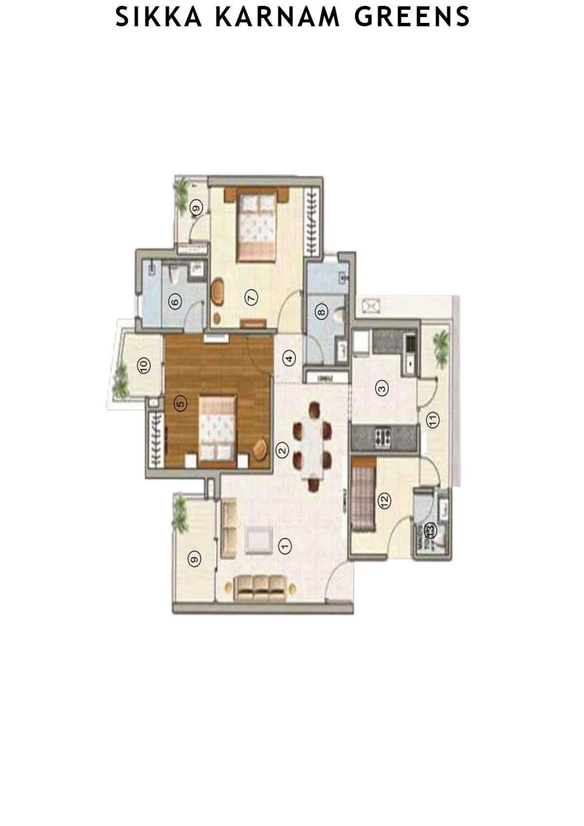 Sikka Karnam greens Splendor  Unit 1 (Type  4) Floor Plan