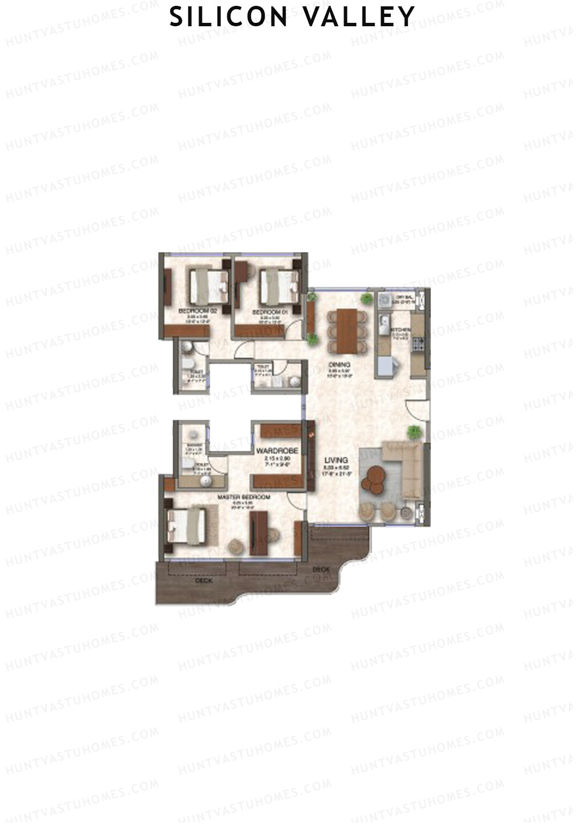 Silicon Valley Tower A Unit 3 Floor Plan