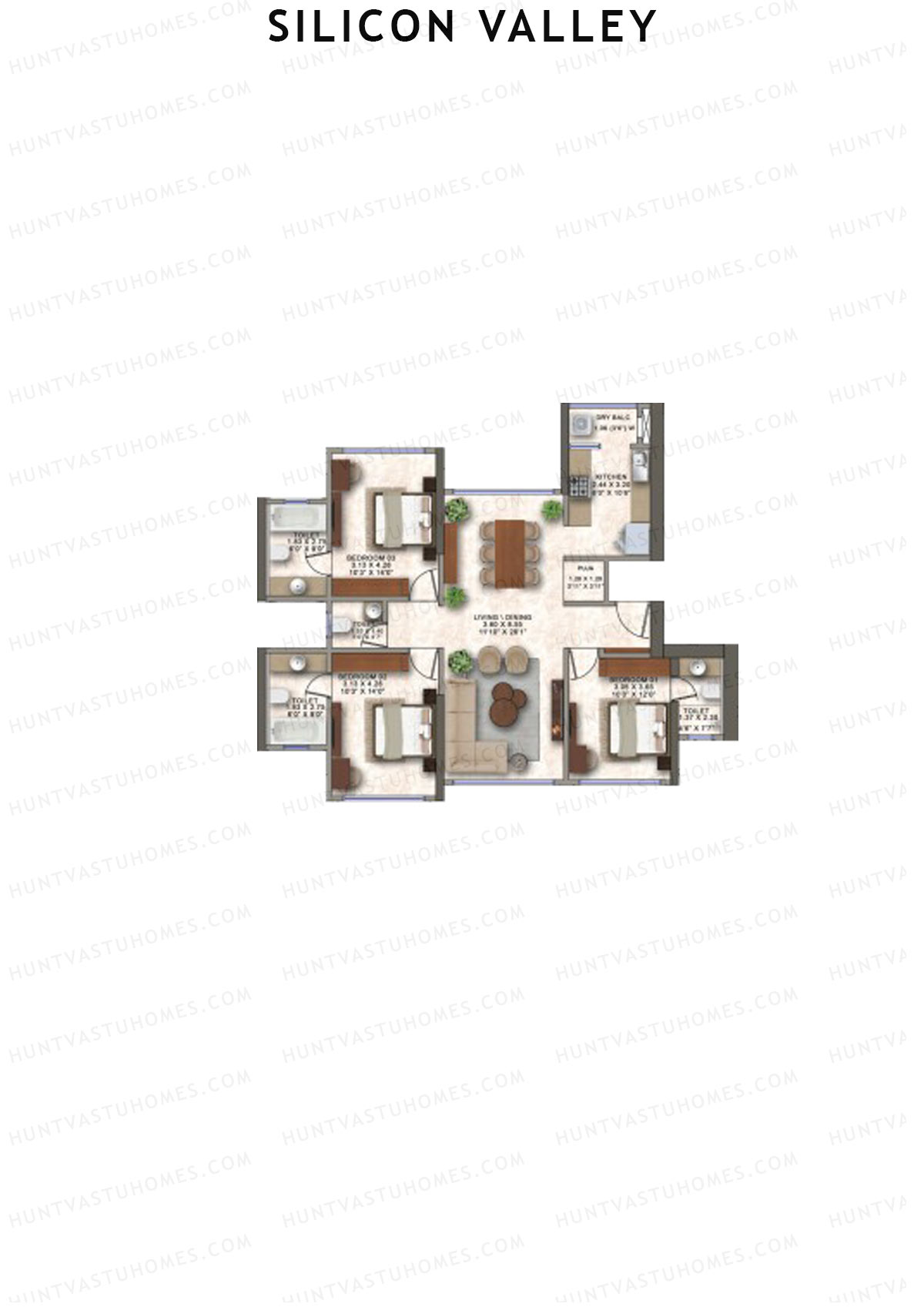 Silicon Valley Tower D Unit 3 Floor Plan