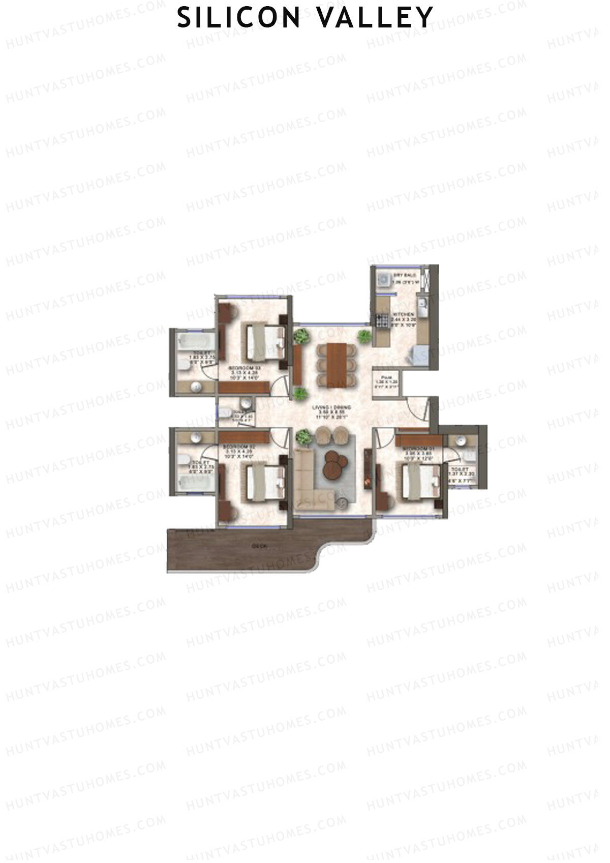 Silicon Valley Tower D Unit 3 Floor Plan