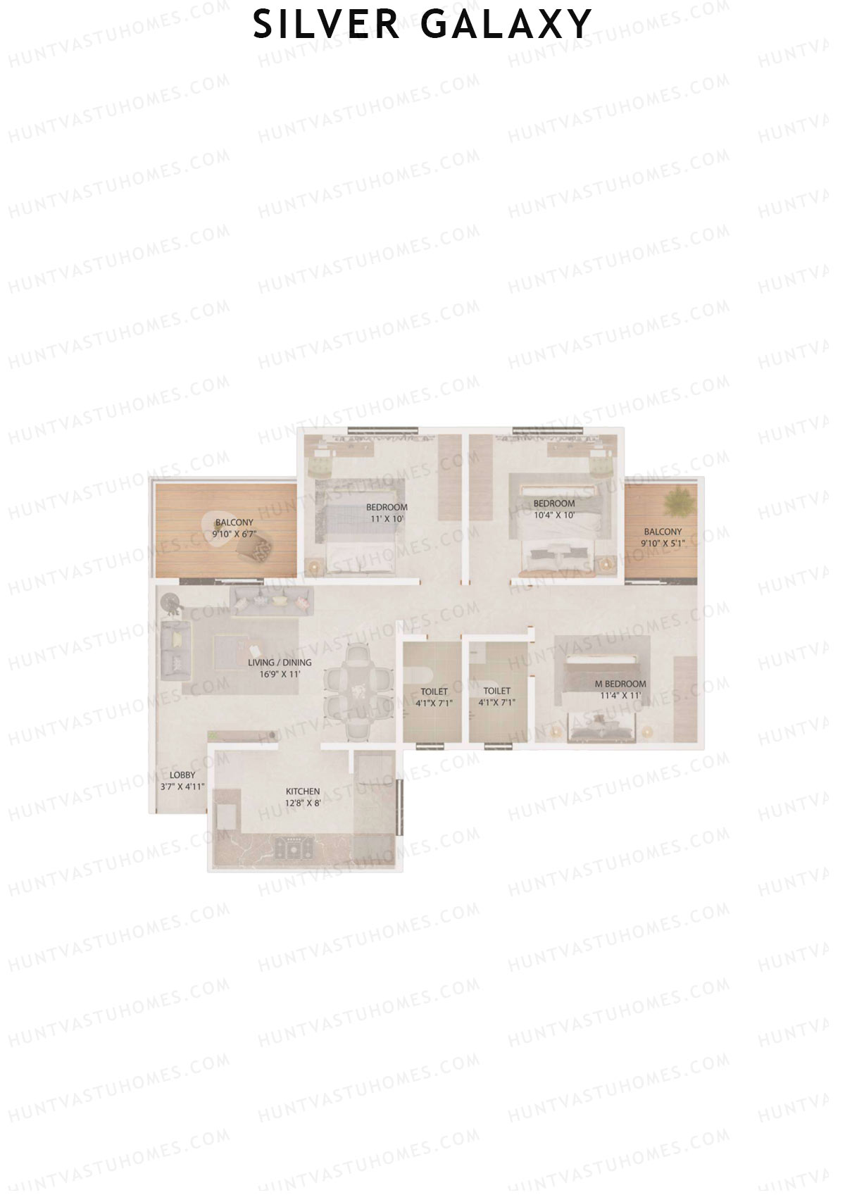 Silver Galaxy Tower B Unit 2 (Type A) Floor Plan