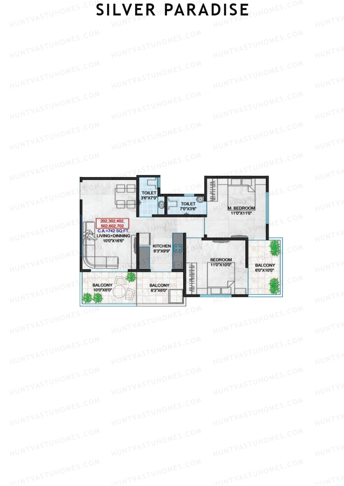 Silver Paradise Tower A Unit 2 Floor Plan