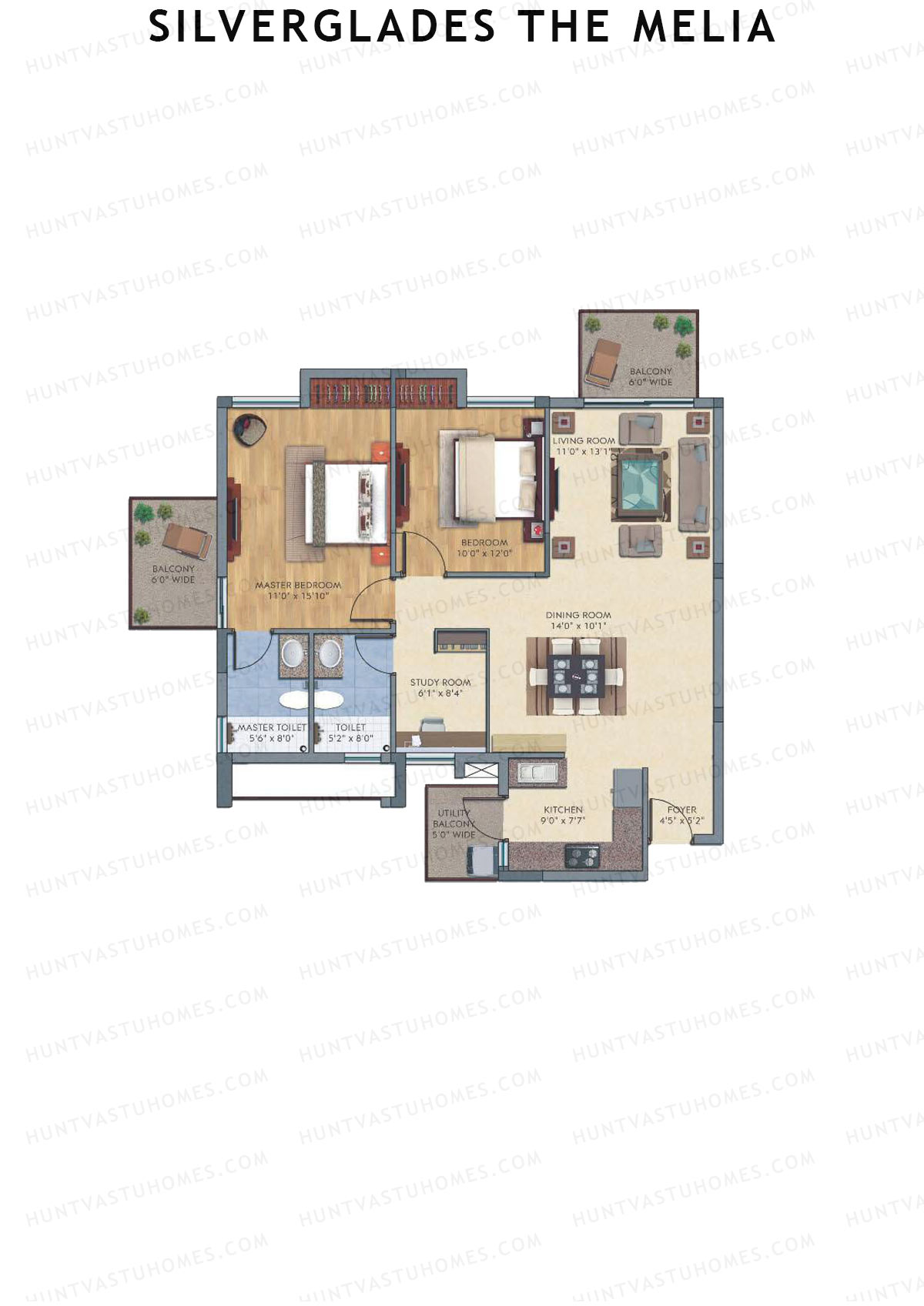 Silverglades The Melia Tower B Unit 1 Floor Plan