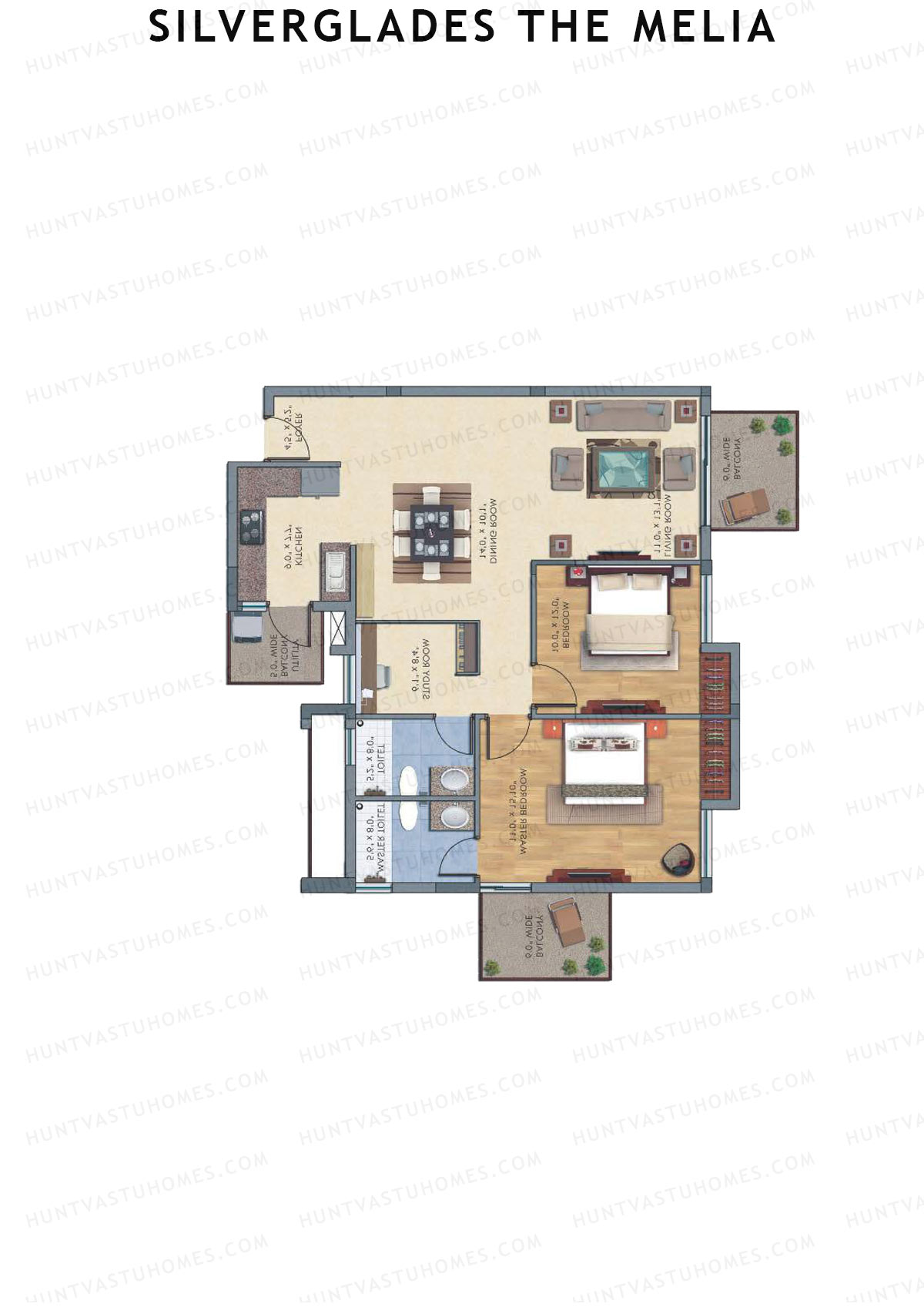Silverglades The Melia Tower J Unit 3 Floor Plan