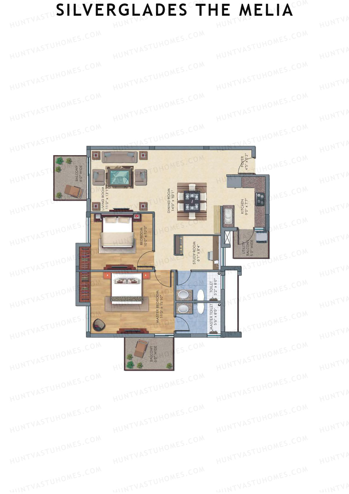 Silverglades The Melia Tower J Unit 4 Floor Plan