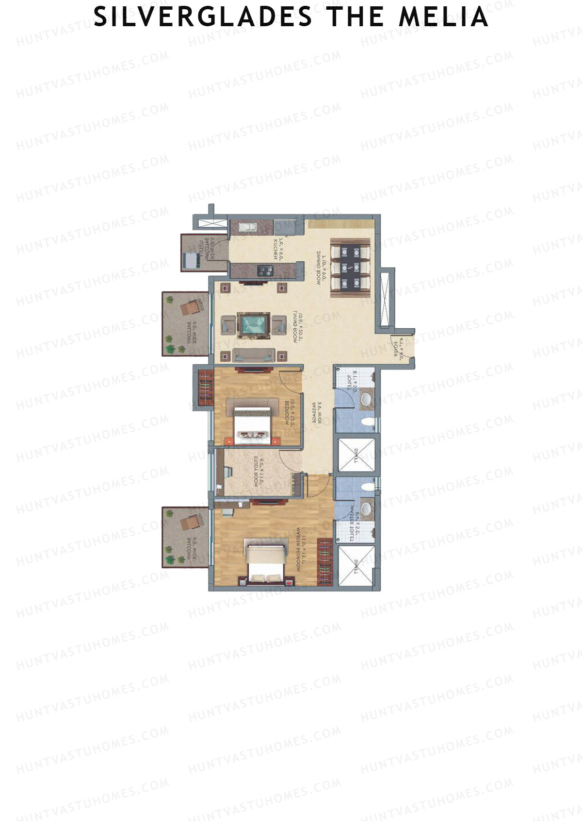 Silverglades The Melia Tower J Unit 5 Floor Plan