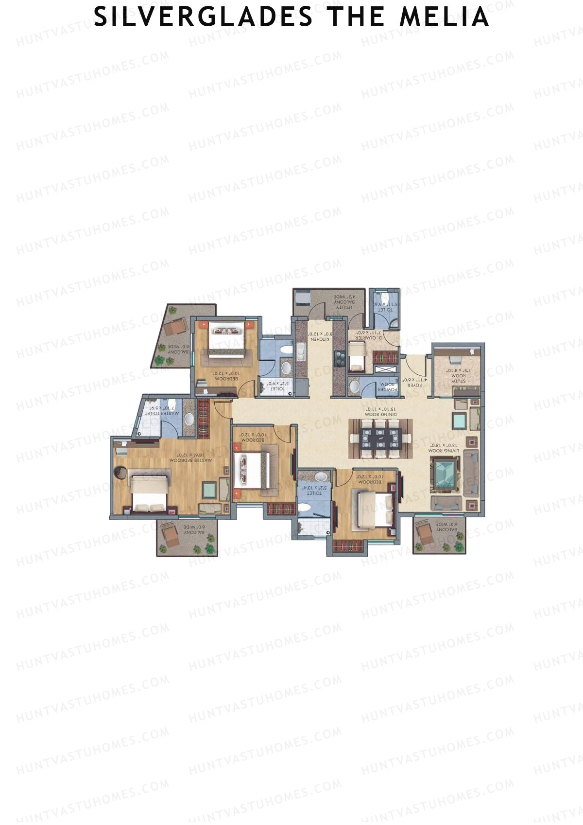 Silverglades The Melia Tower K Unit 3 (Type A) Floor Plan