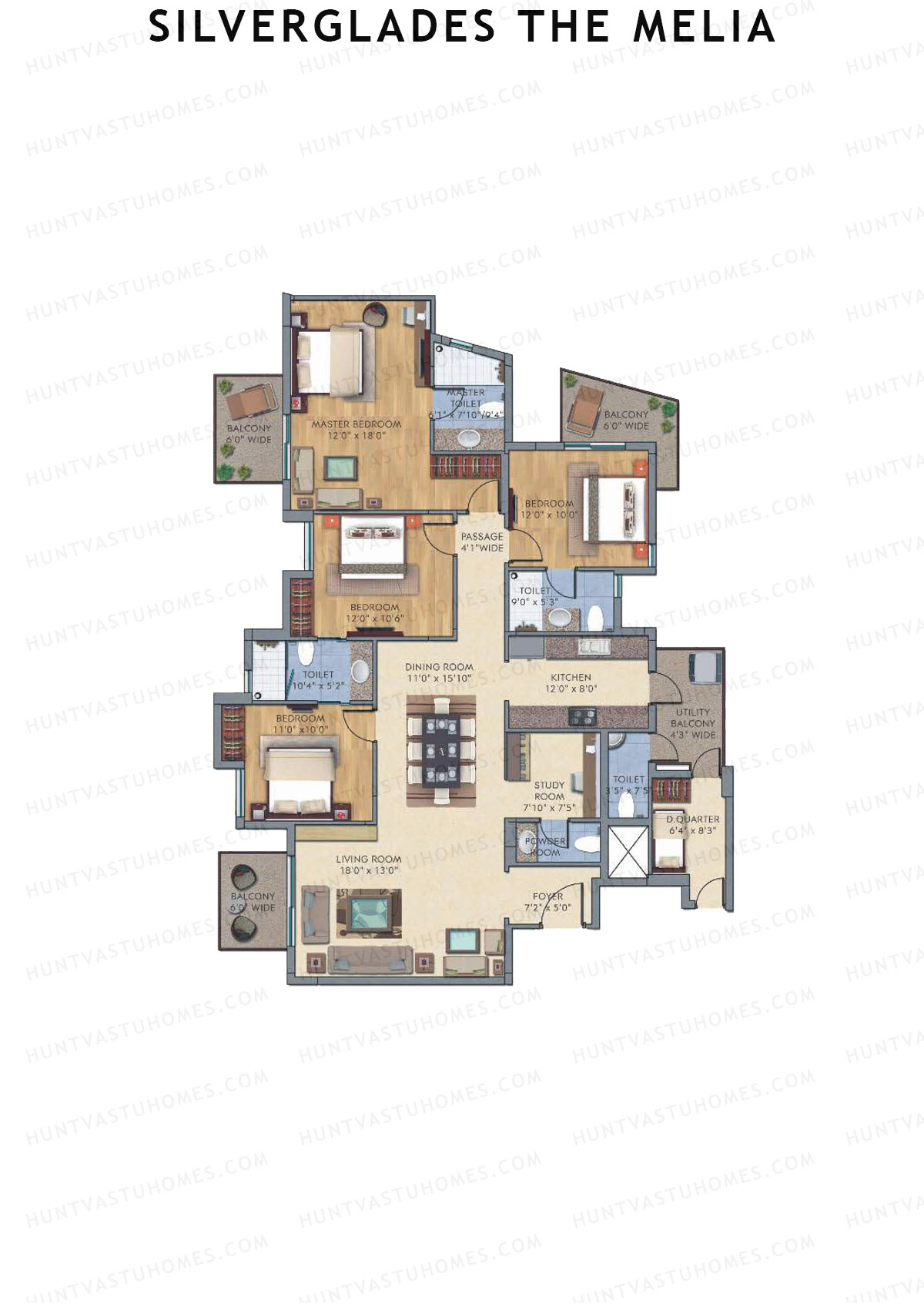 Silverglades The Melia Tower K Unit 4 (Type B) Floor Plan