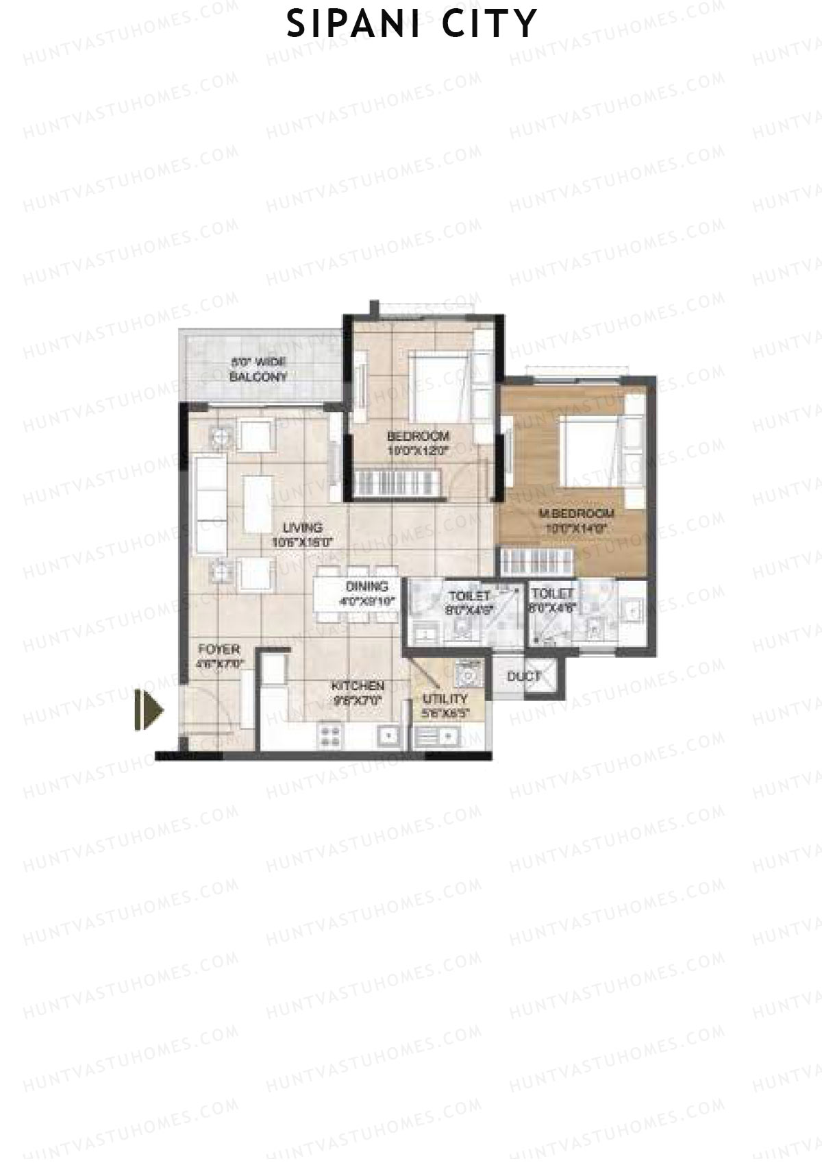 Sipani City Block 1 Wing A Unit 4 (Type 3D) Floor Plan