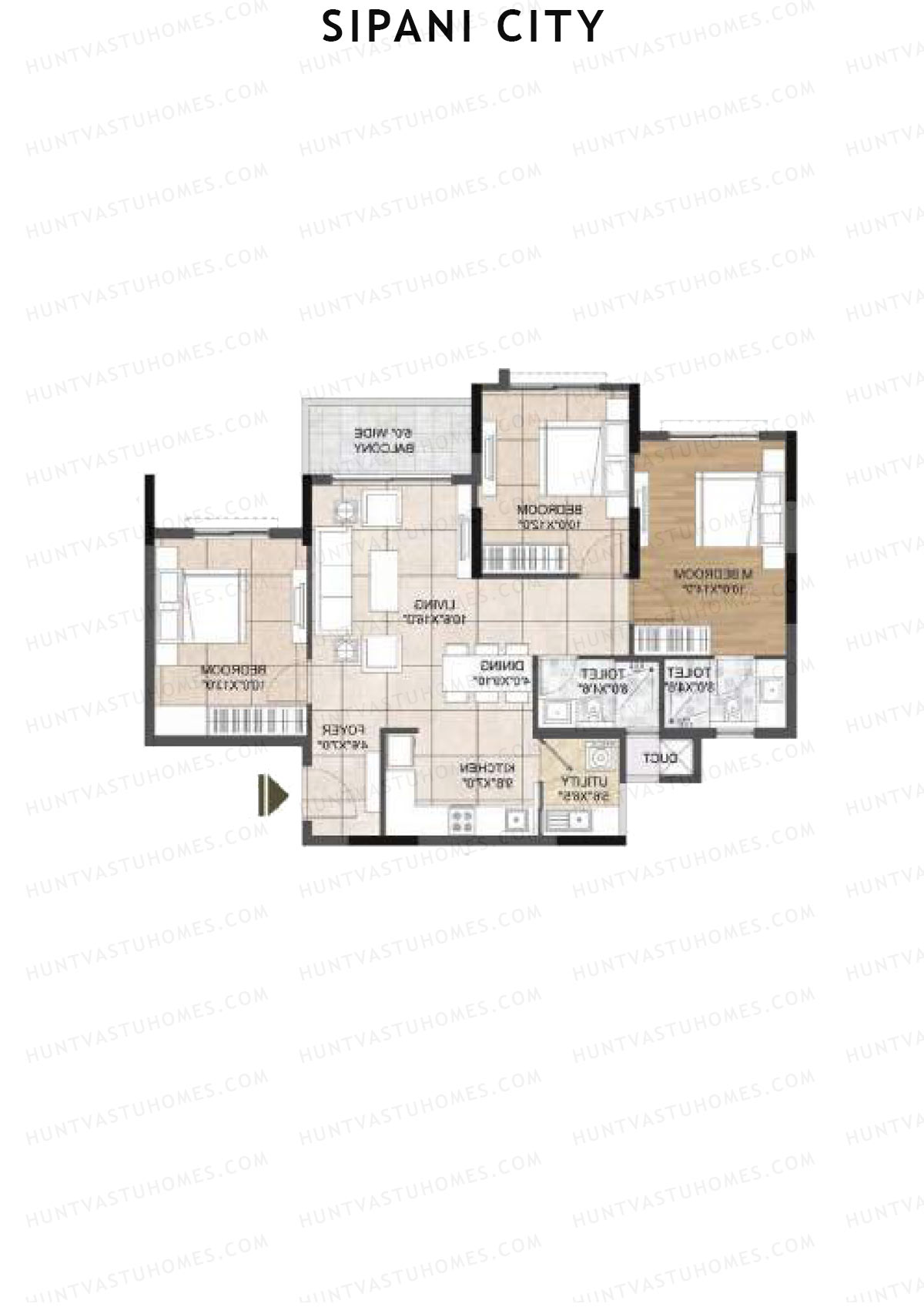 Sipani City Block 1 Wing A Unit 6 (Type 1D) Floor Plan