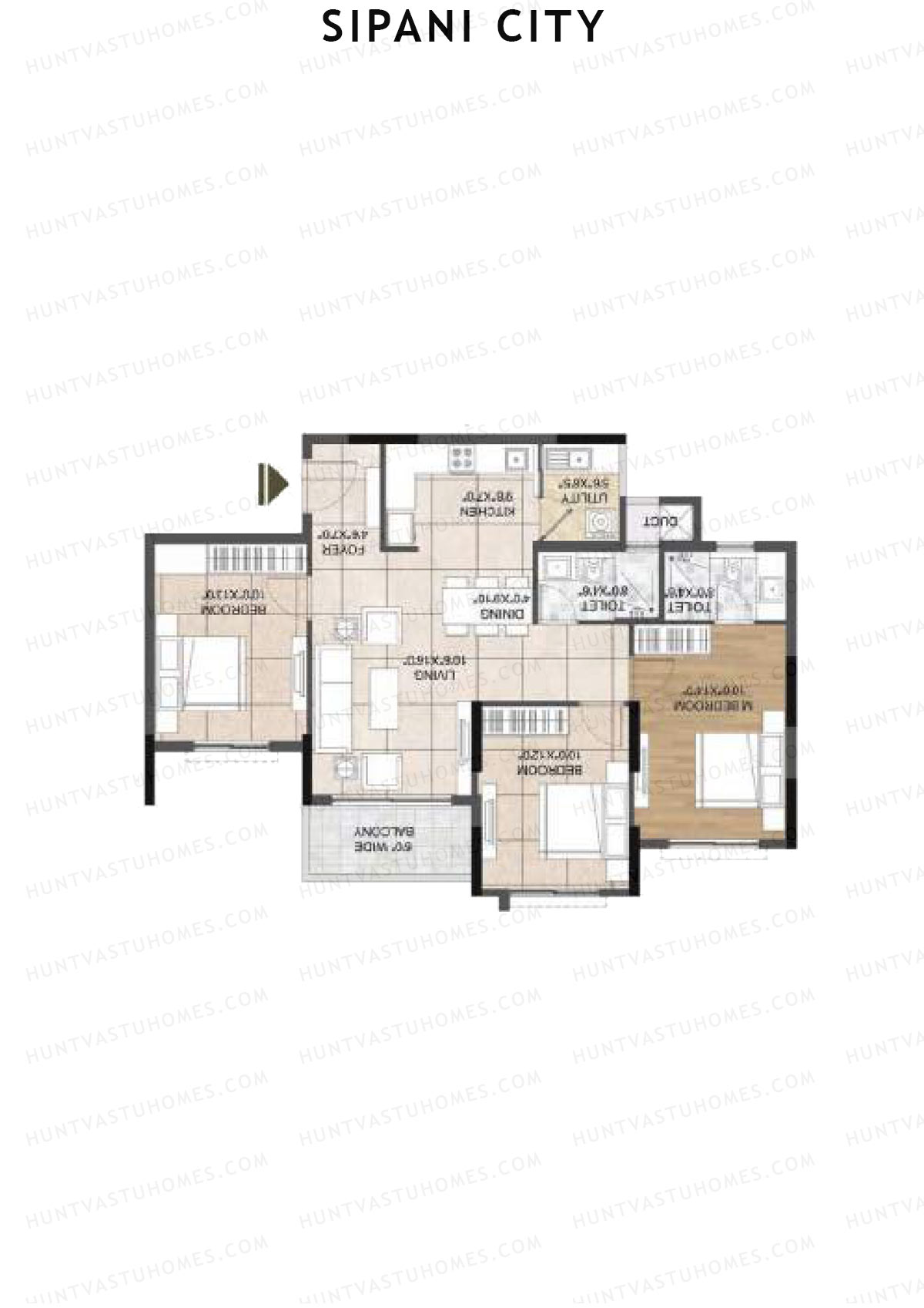 Sipani City Block 1 Wing A Unit 7 (Type 1D) Floor Plan