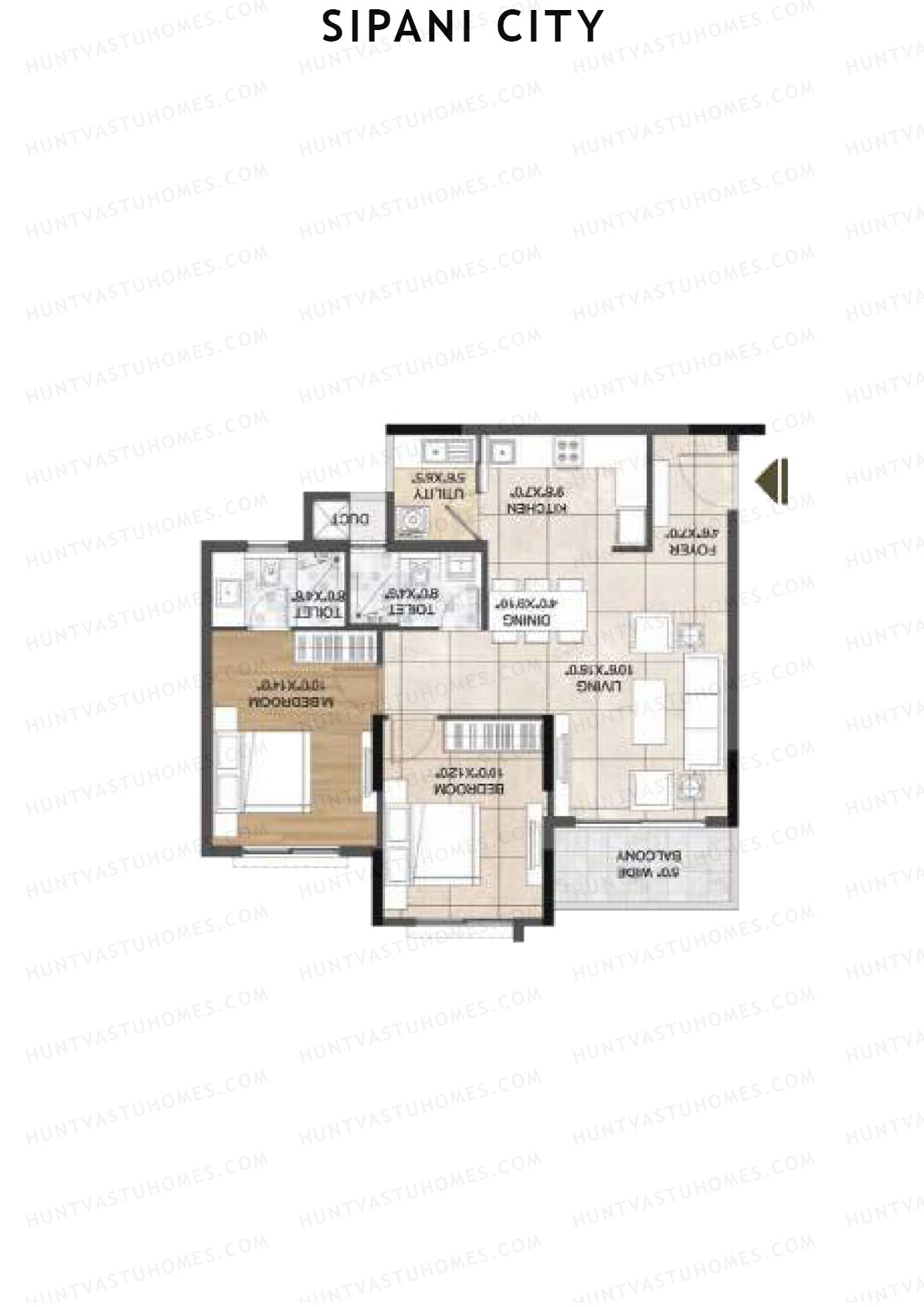 Sipani City Block 1 Wing A Unit 8 (Type 3D) Floor Plan