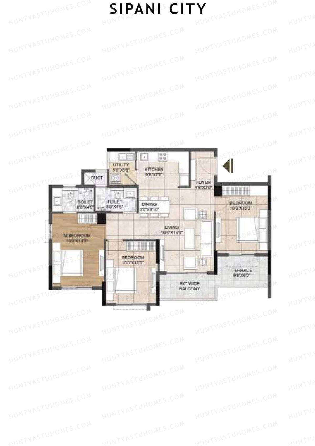 Sipani City Block 1 Wing B Unit 2 (Type 1D) Floor Plan