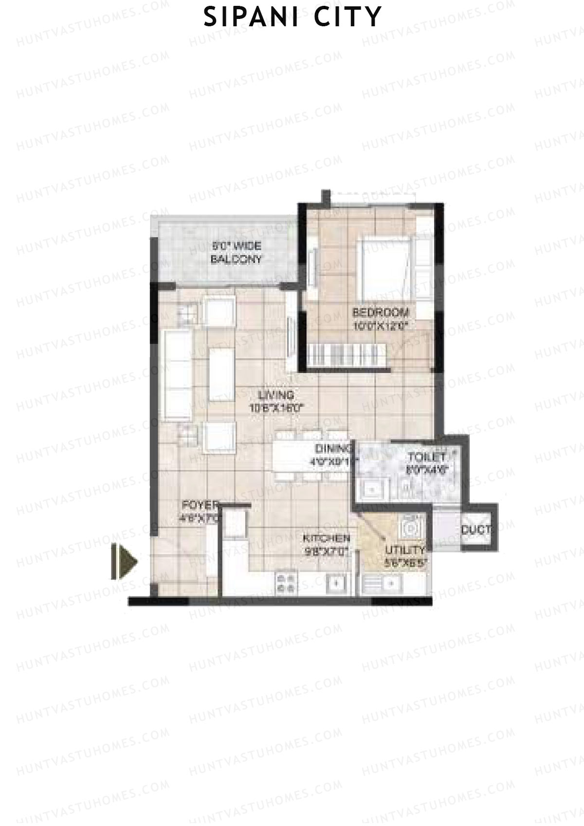 Sipani City Block 1 Wing B Unit 4 (Type 4A) Floor Plan