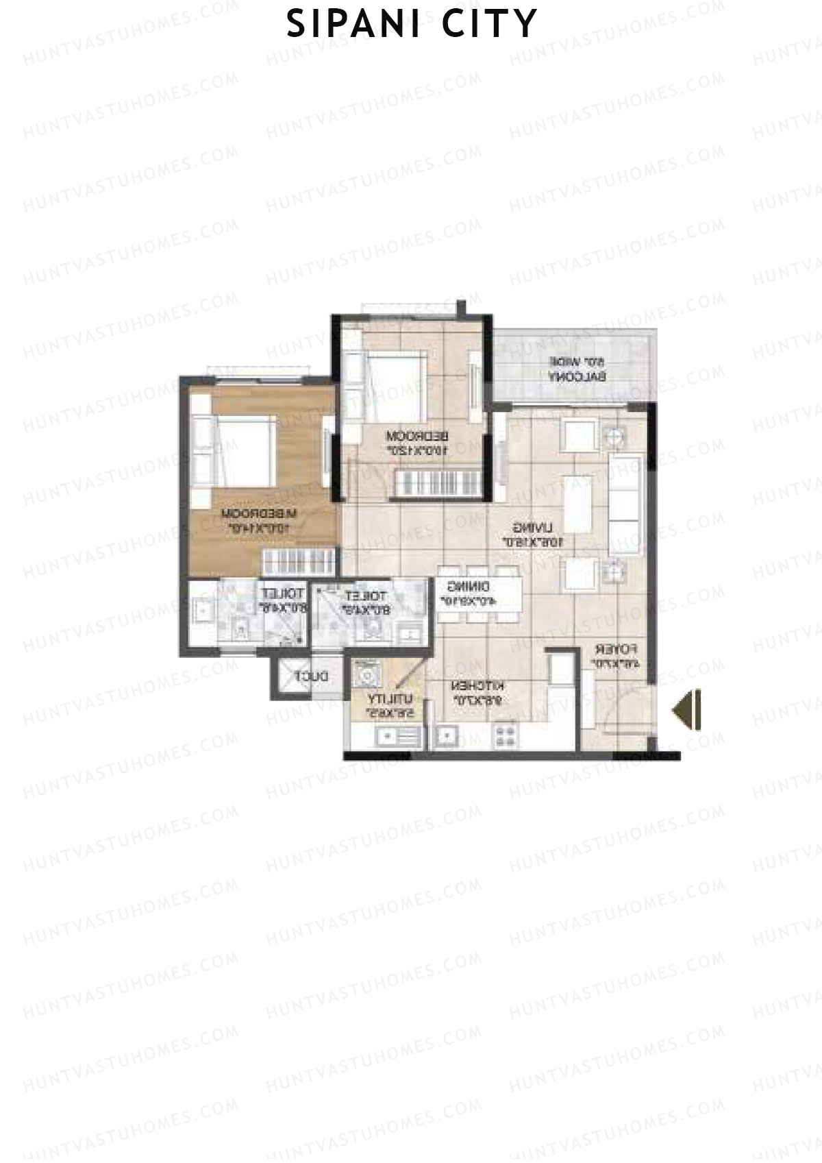 Sipani City Block 1 Wing B Unit 5 (Type 3D) Floor Plan