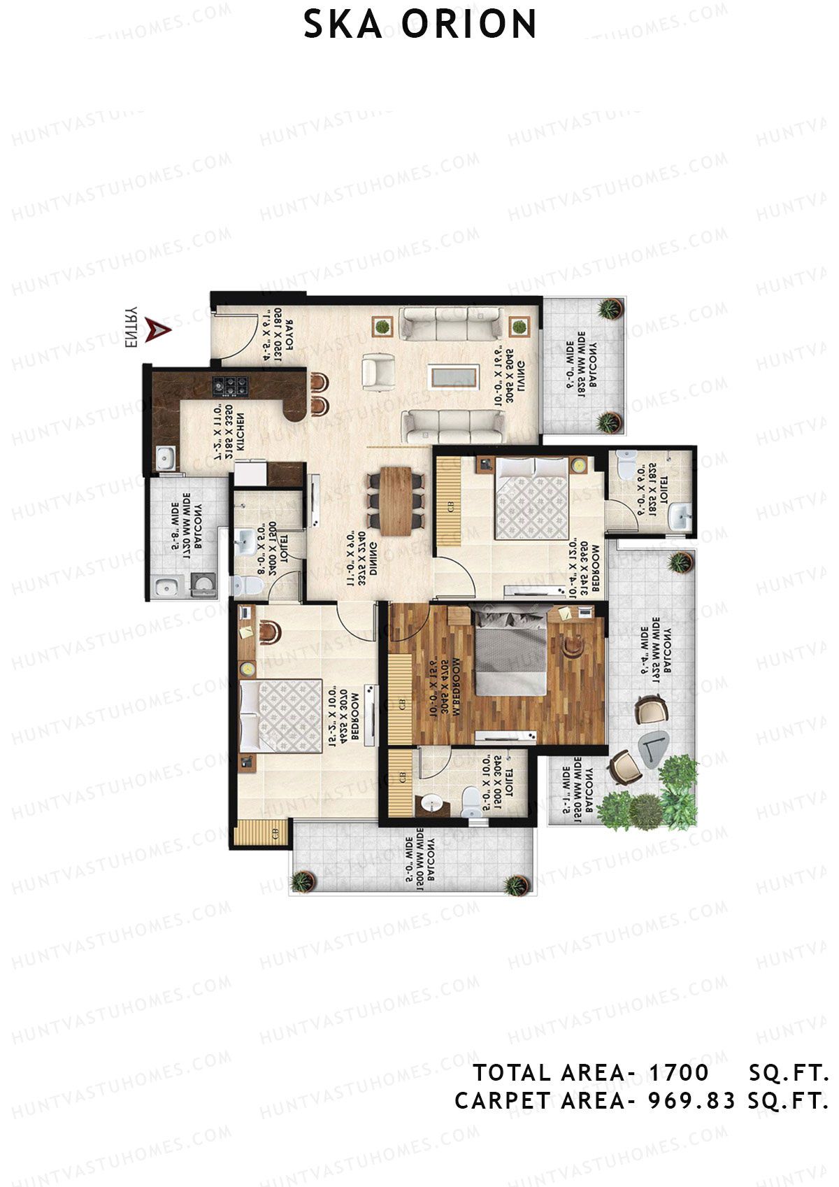 Ska Orion Tower Gamma Unit 12 (Type S4) Floor Plan