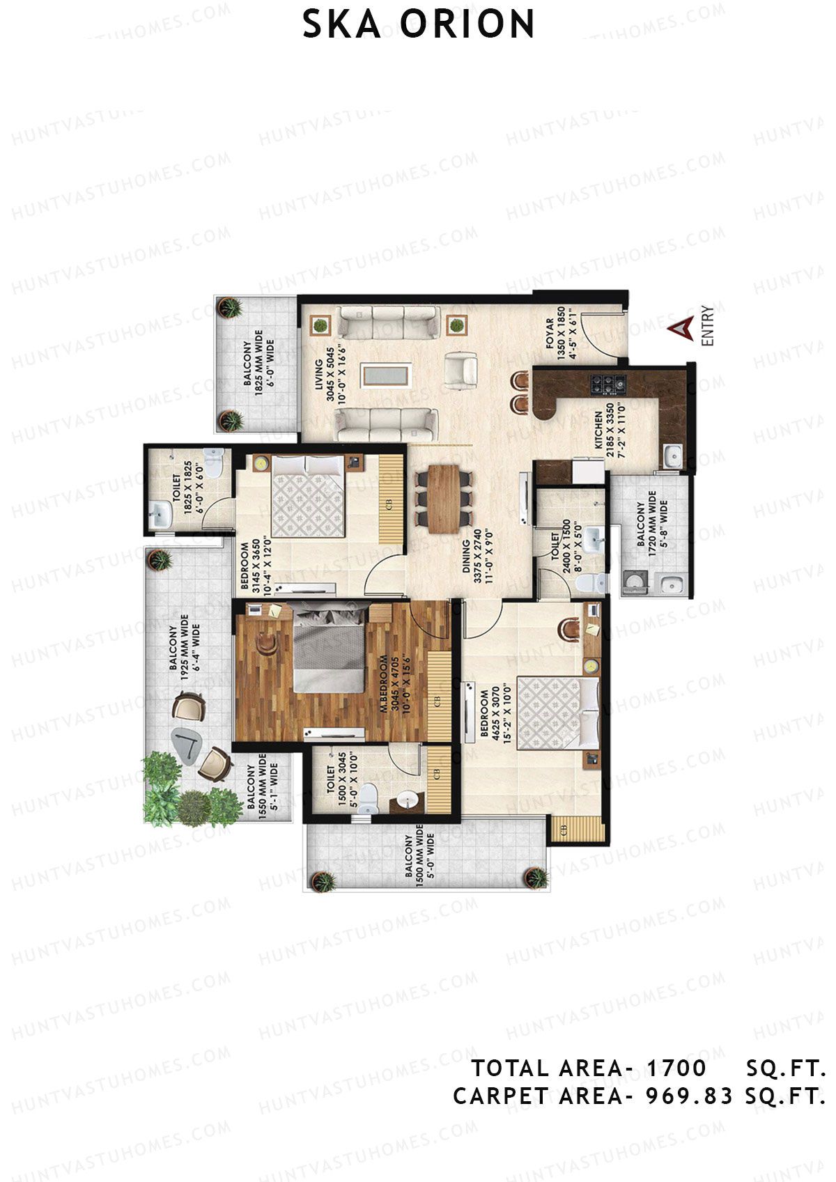 Ska Orion Tower Gamma Unit 14 (Type S4) Floor Plan
