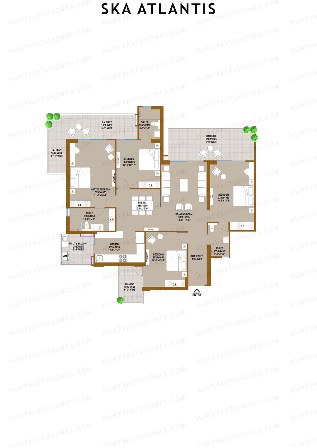 SKA Atlantis, Tower Atlas, Unit 10 (Type S4), 4BHK, Super Area 2295   sq ft 