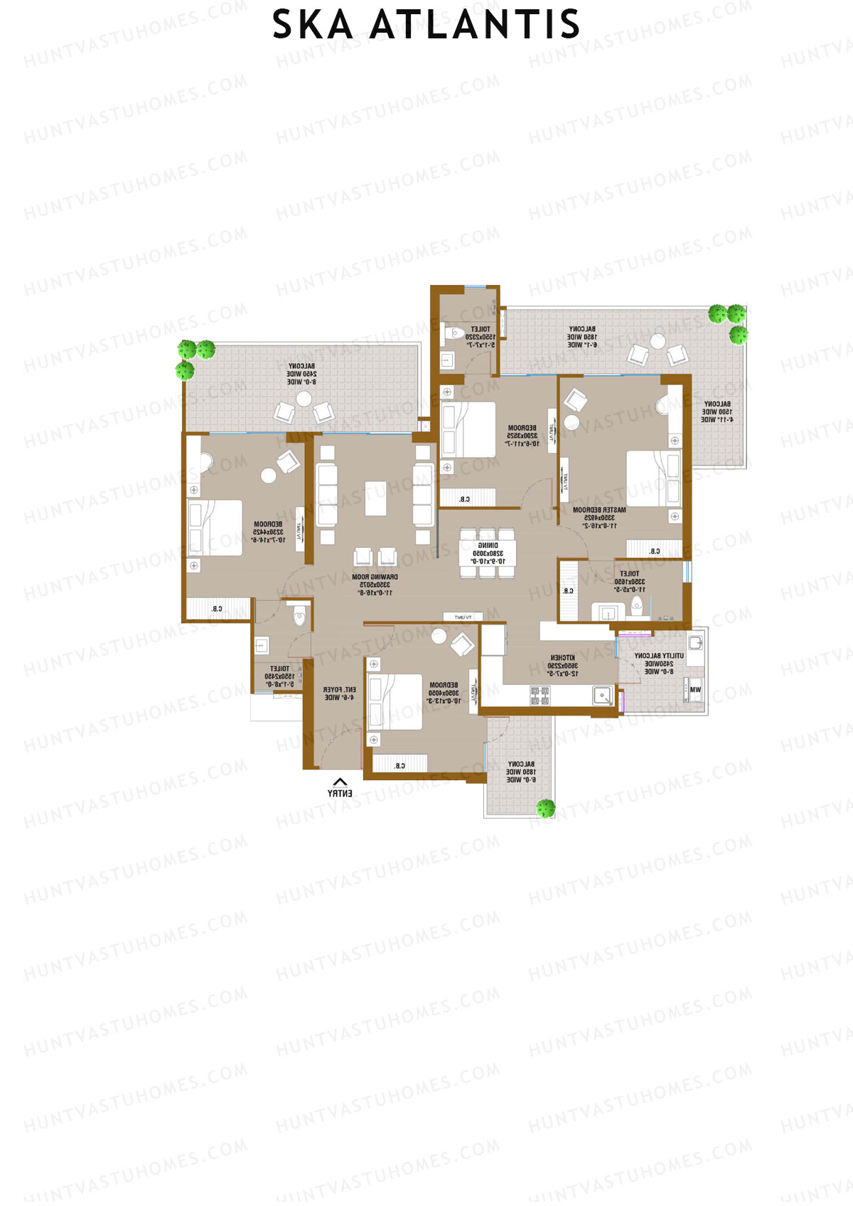 SKA Atlantis, Tower Atlas, Unit 11 (Type S4), 4BHK, Super Area 2295   sq ft 