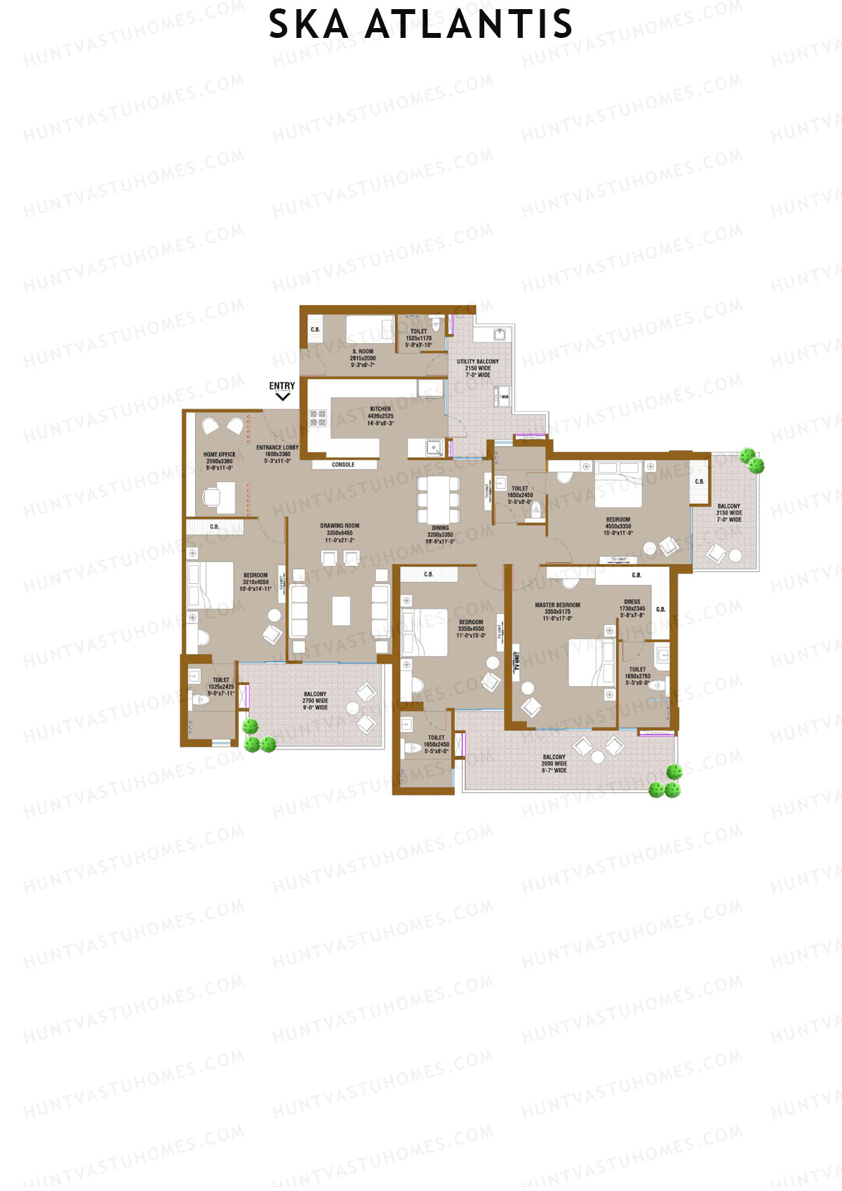 SKA Atlantis, Tower Atlas, Unit 12 (Type S5), 4BHK, Super Area 2989   sq ft 