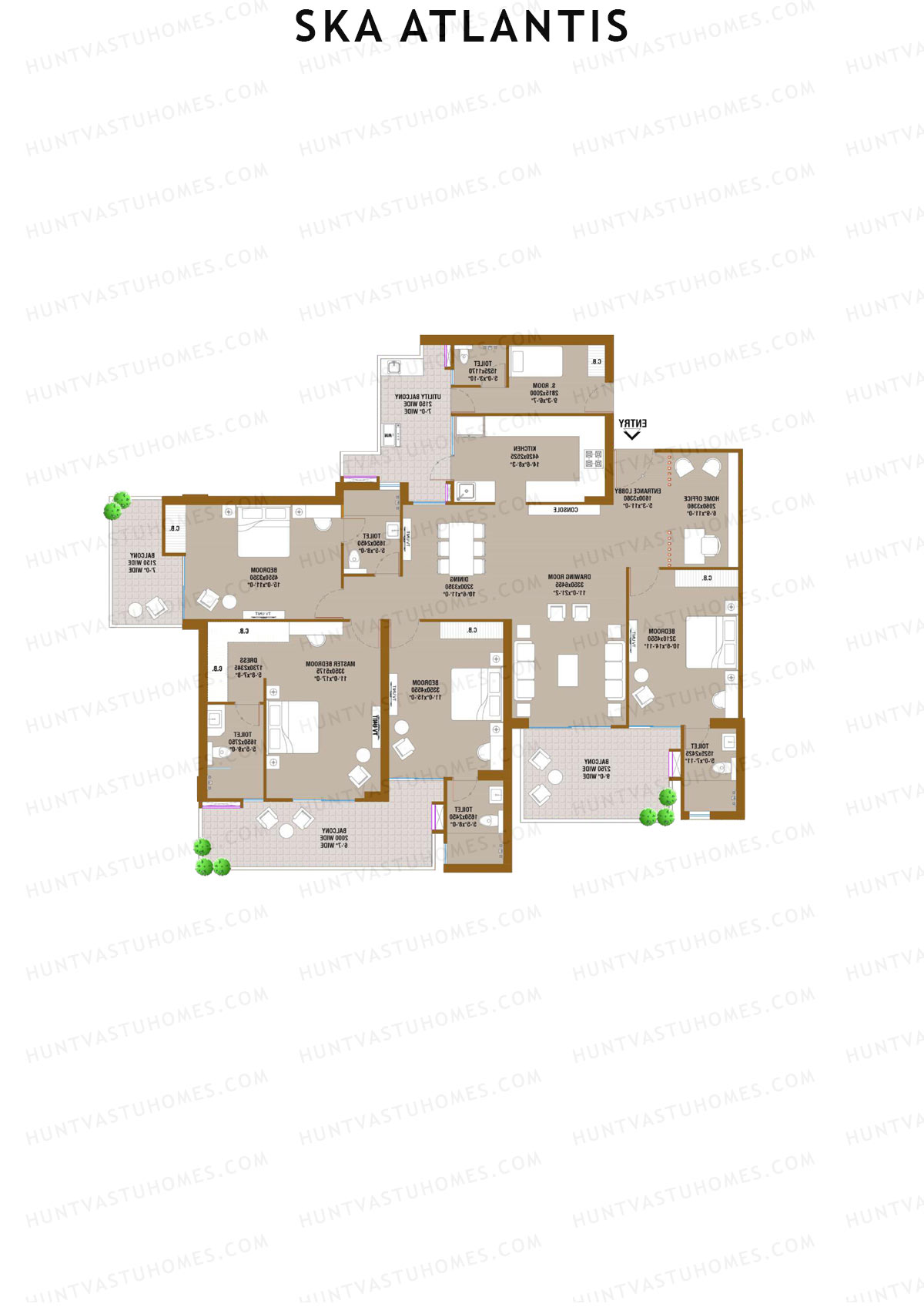 SKA Atlantis, Tower Atlas, Unit 9 (Type S5), 4BHK, Super Area 2989   sq ft 