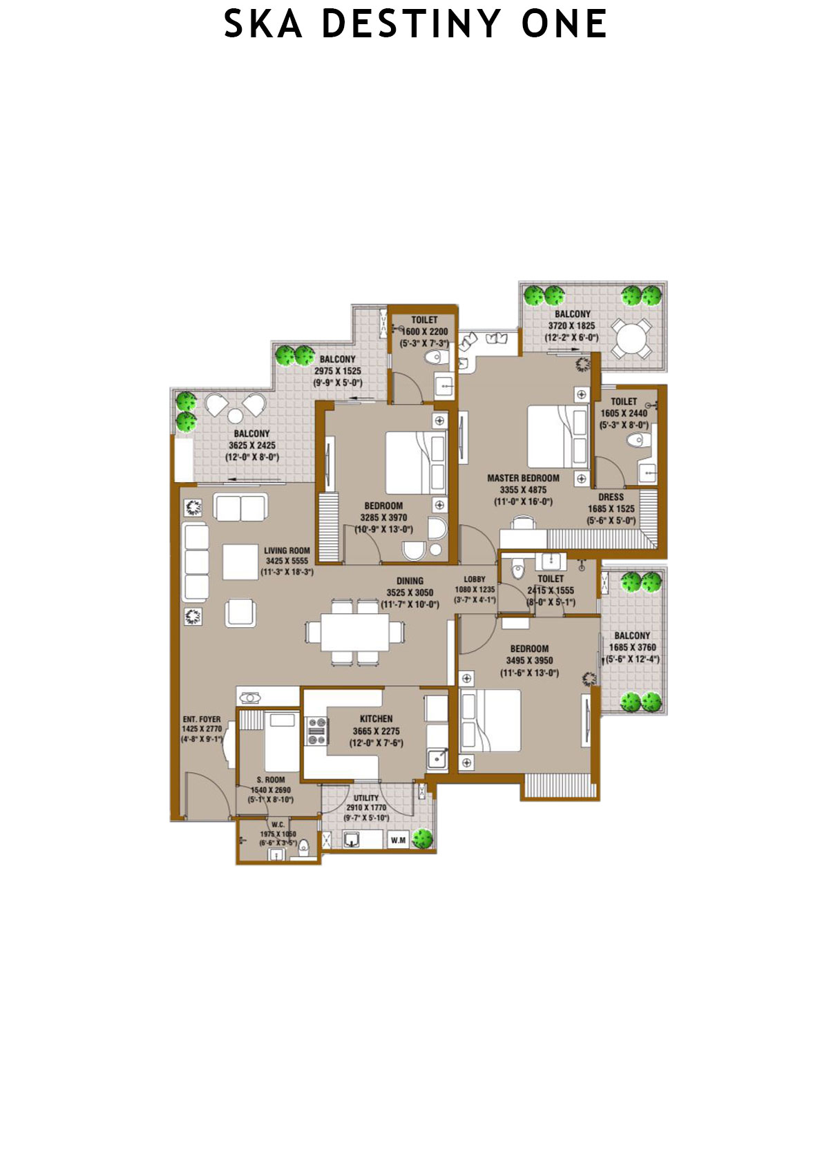 SKA Destiny One Tower Beta Unit 6 (Type S3) Floor Plan