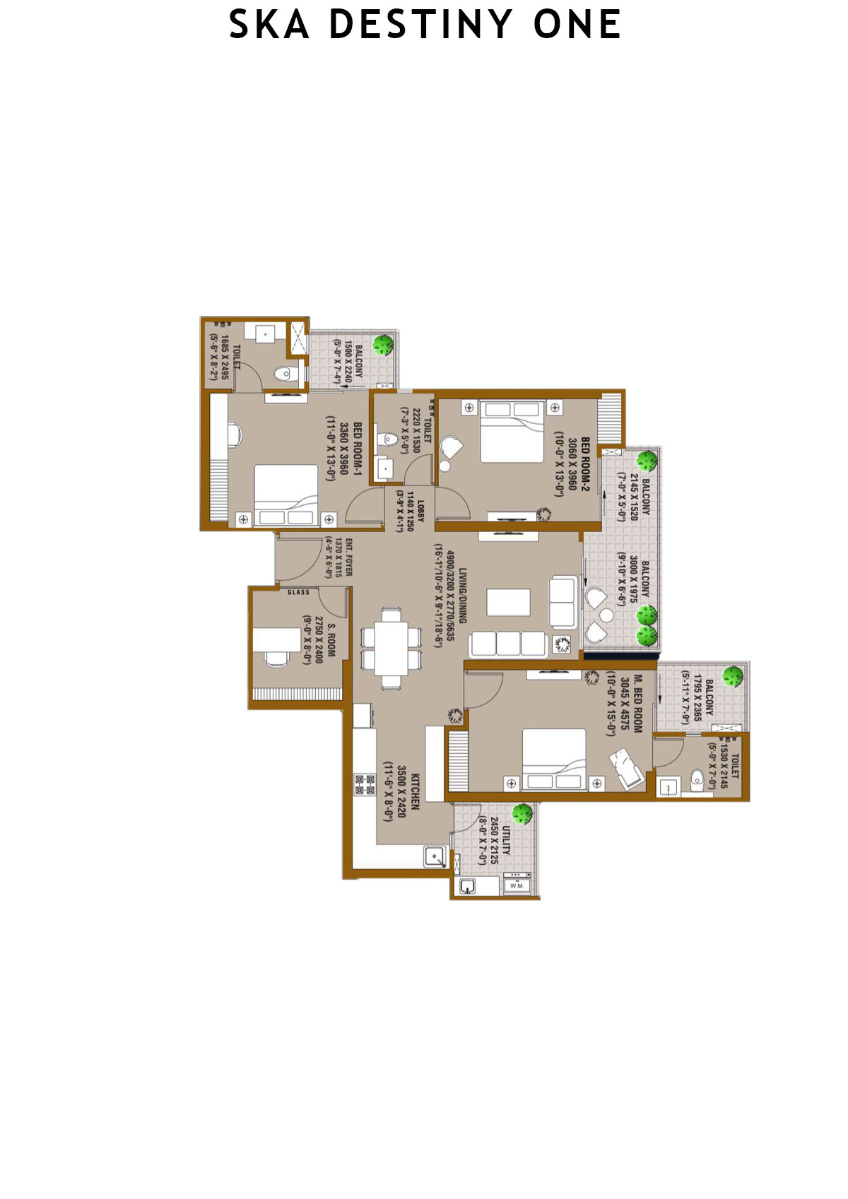 SKA Destiny One Gamma Unit 14 (Type S2) Floor Plan