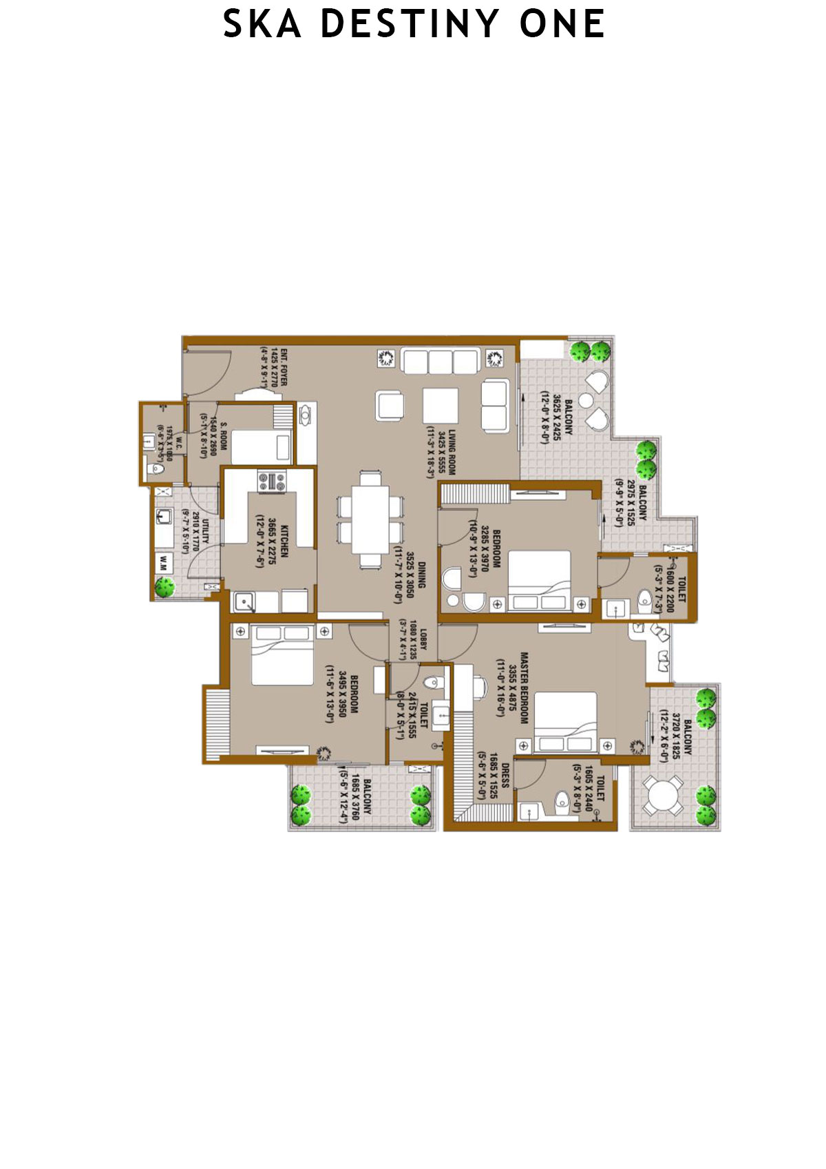 SKA Destiny One Gamma Unit 15 (Type S3) Floor Plan