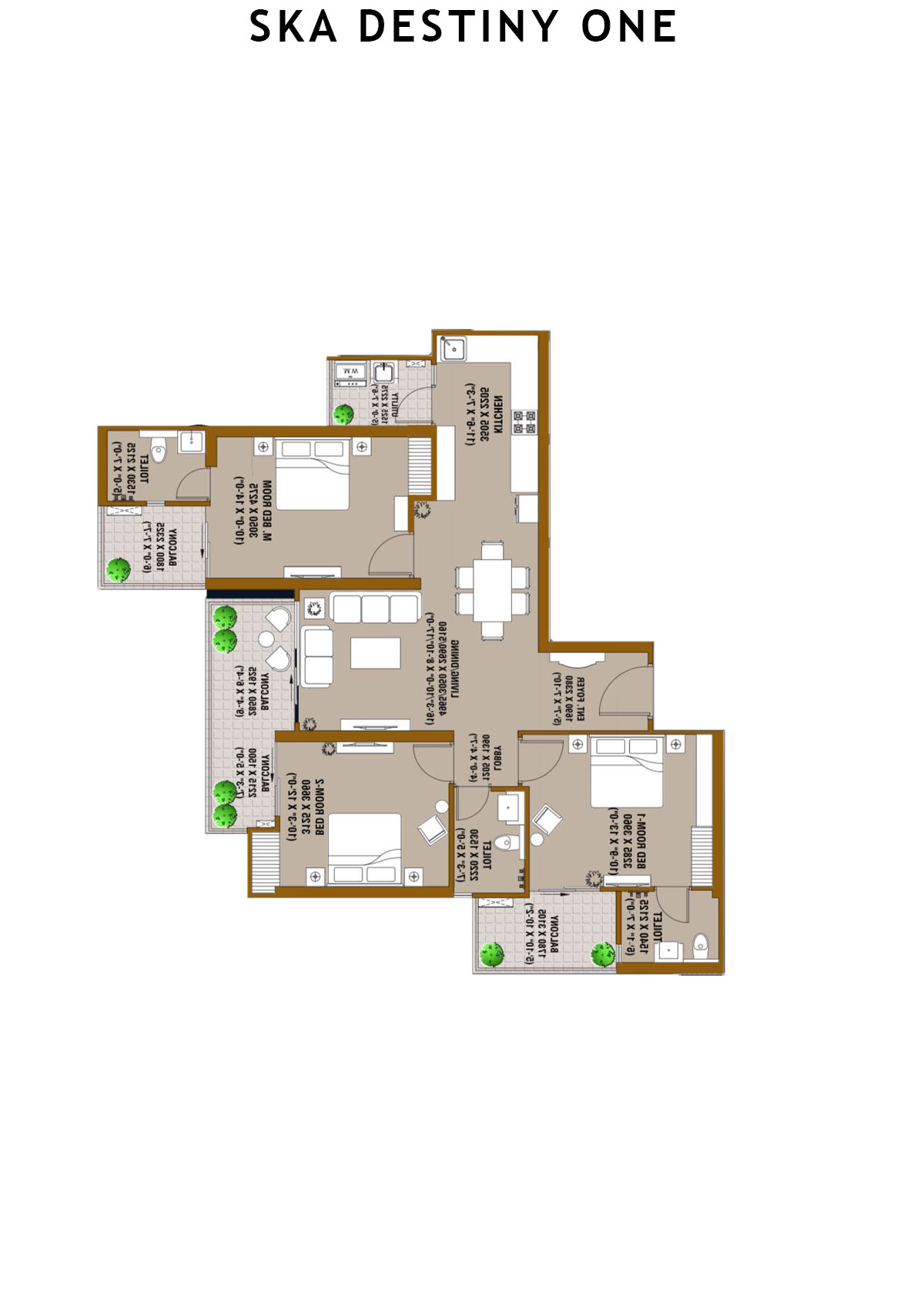SKA Destiny One Gamma Unit 18 (Type S1) Floor Plan