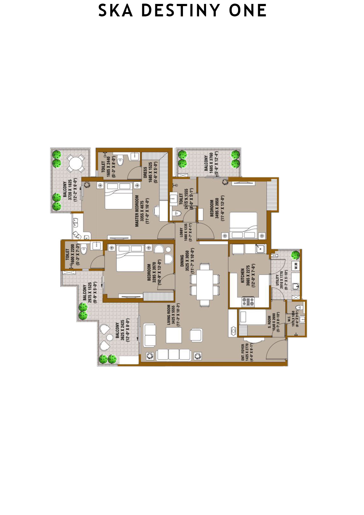 SKA Destiny One Gamma Unit 19 (Type S3) Floor Plan