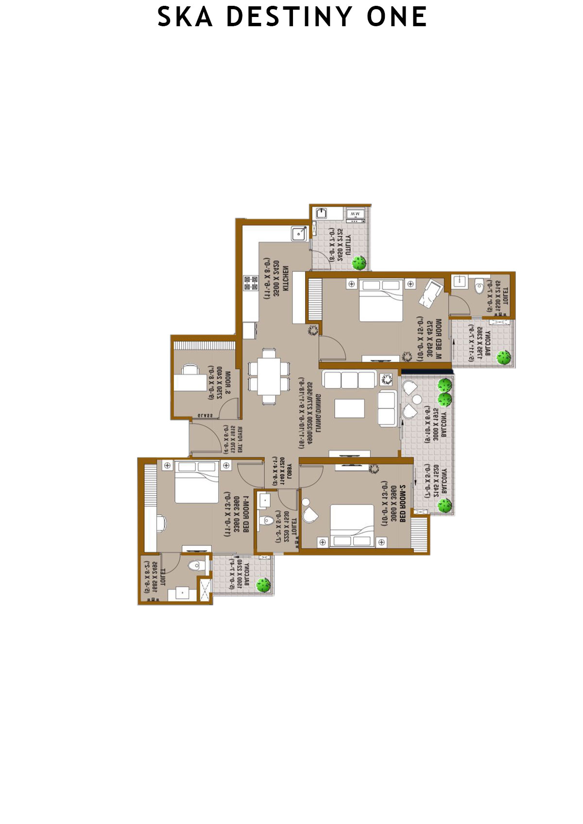 SKA Destiny One Gamma Unit 21 (Type S2) Floor Plan