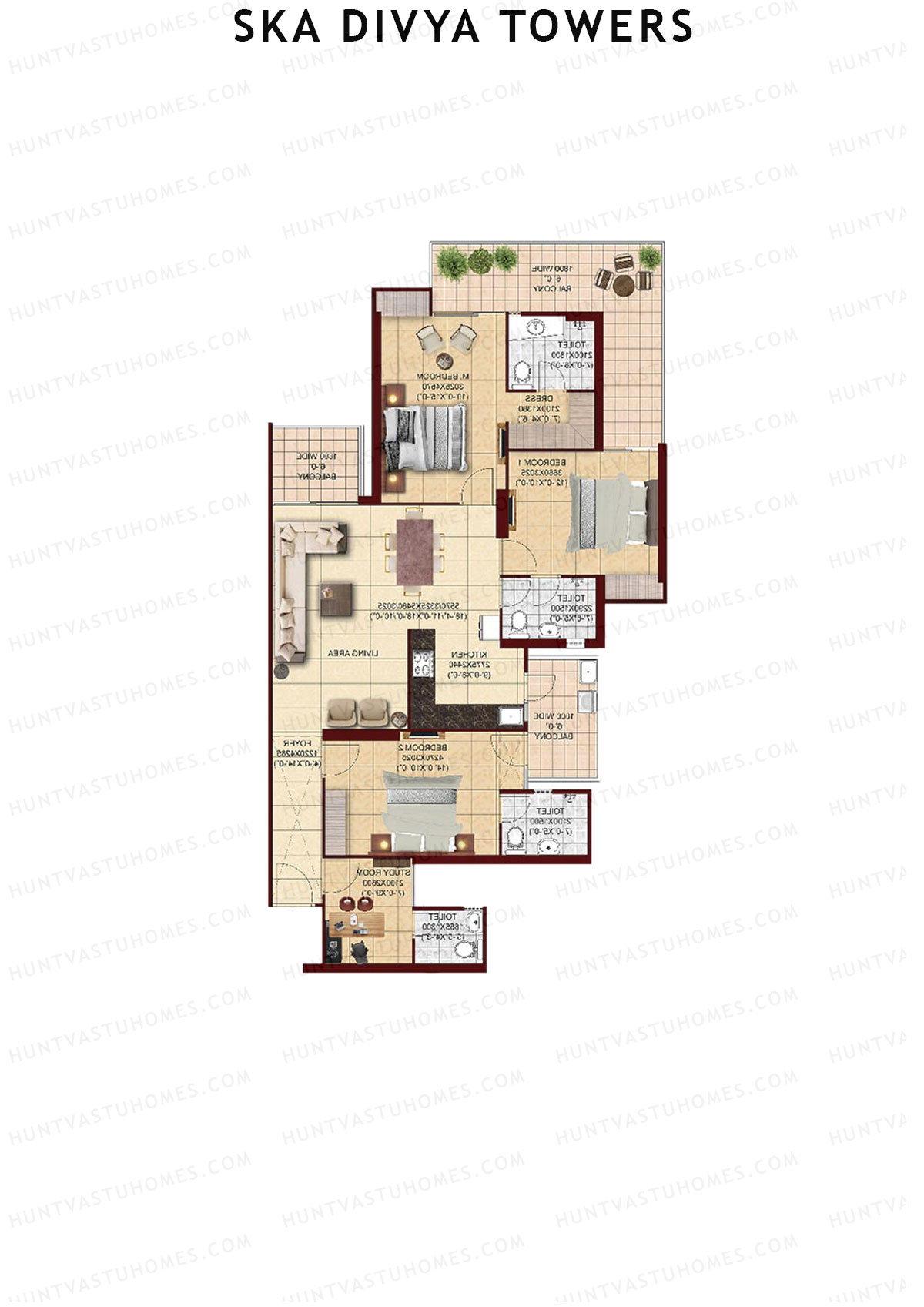 Ska Divya Towers Orchid Unit 5 (Type S3) Floor Plan