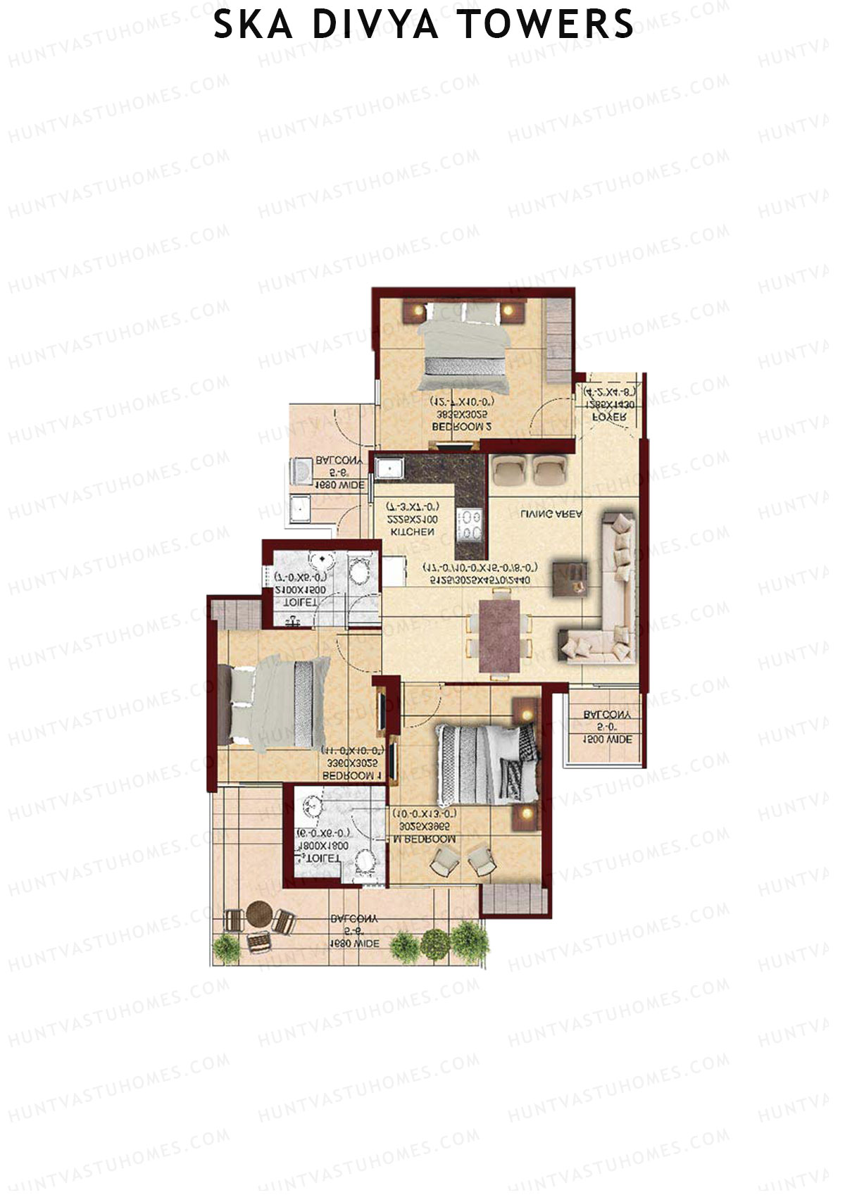 Ska Divya Towers Orchid Unit 8 (Type S1) Floor Plan