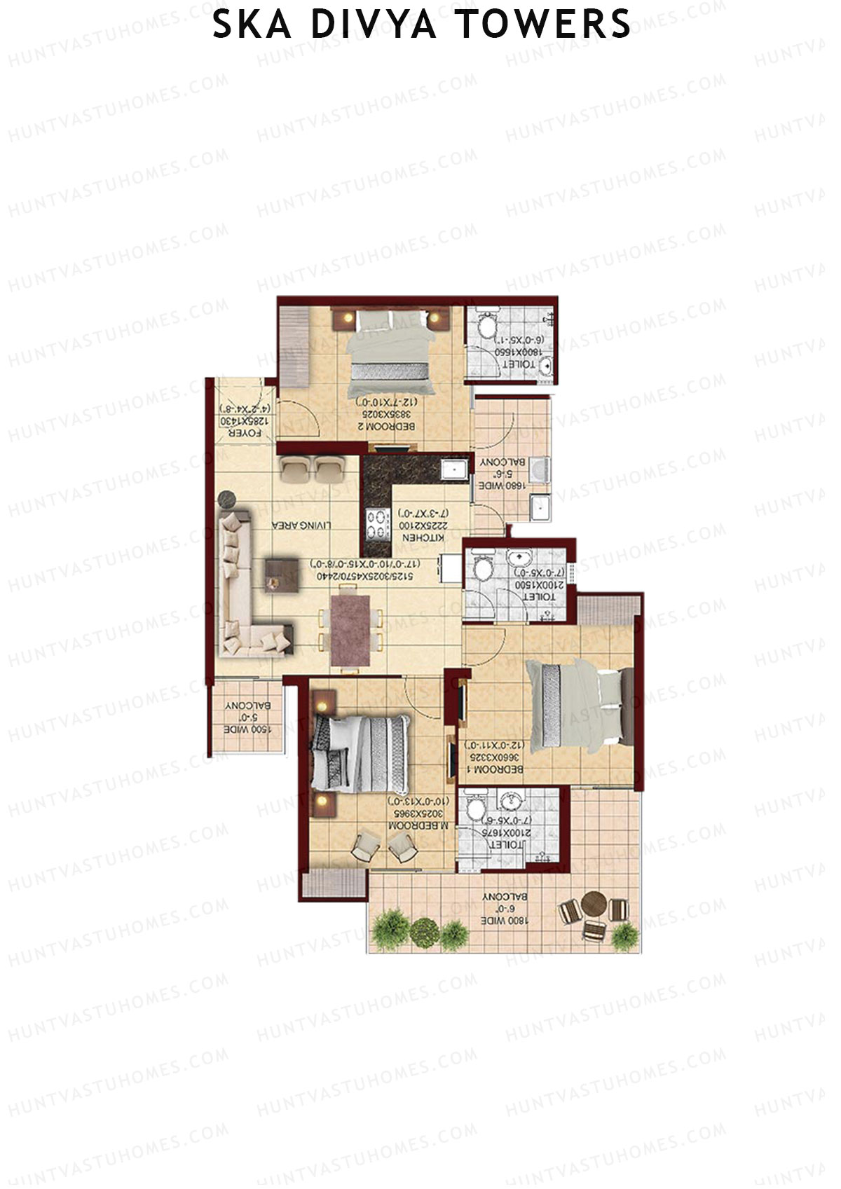 Ska Divya Towers Tulip Unit 11 (Type S2) Floor Plan