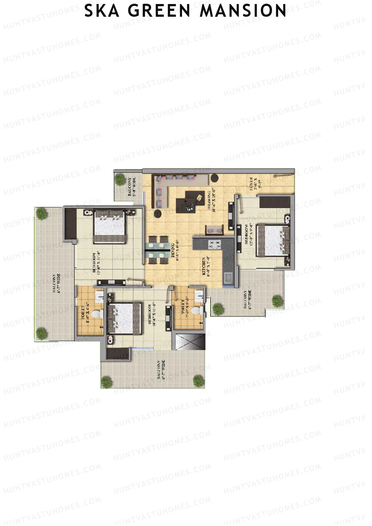 SKA Green Mansion Wing B Unit 10 Floor Plan