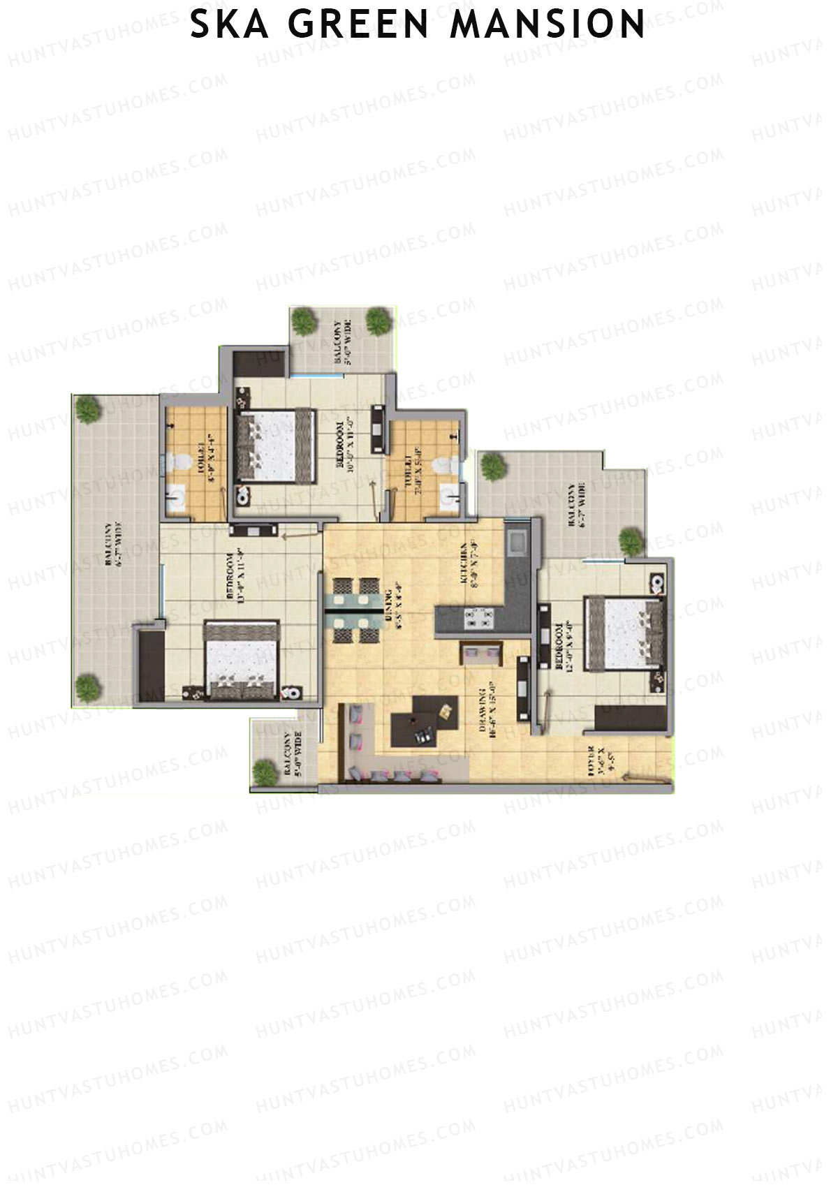 SKA Green Mansion Wing B Unit 11 Floor Plan