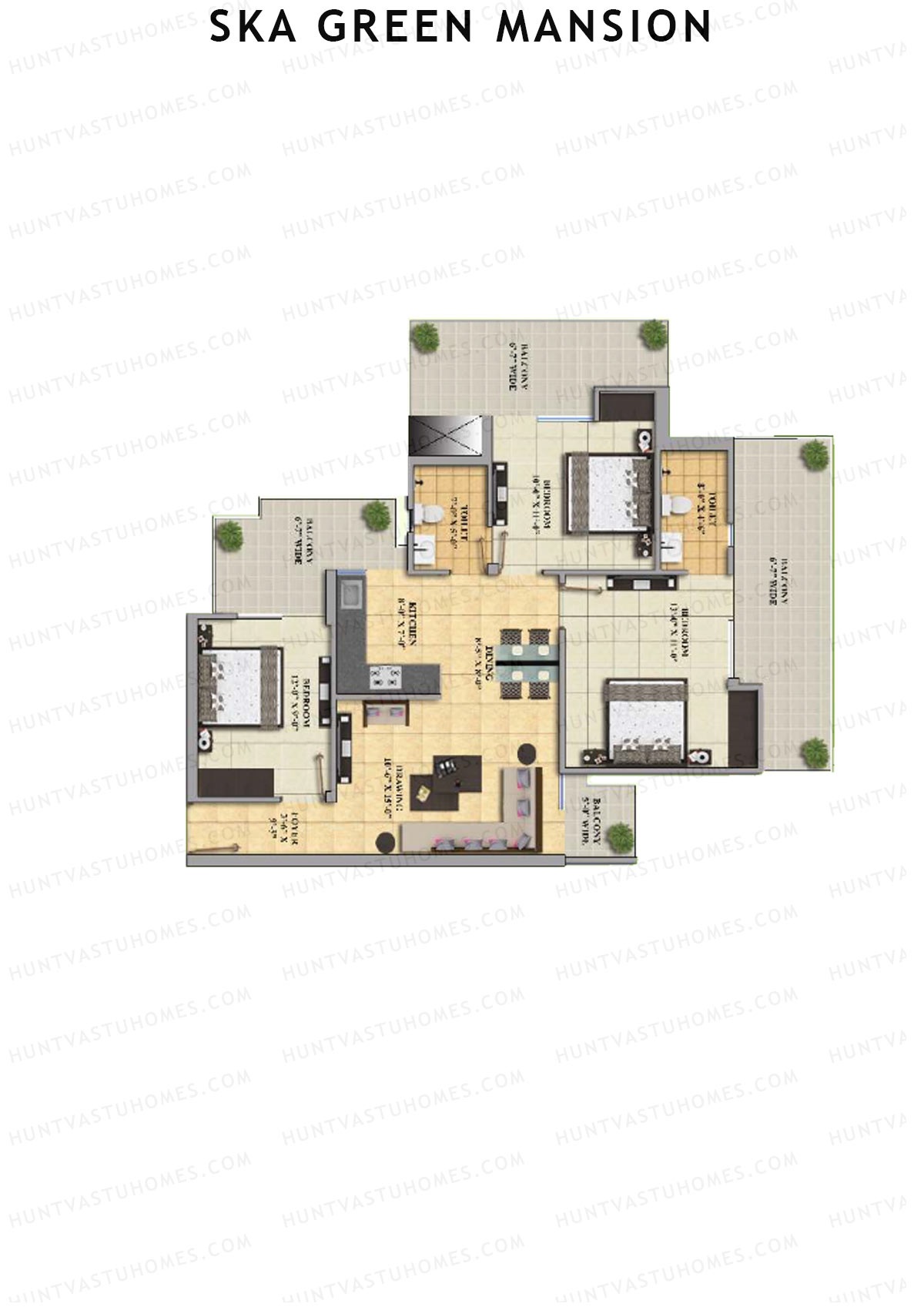 SKA Green Mansion Wing B Unit 14 Floor Plan