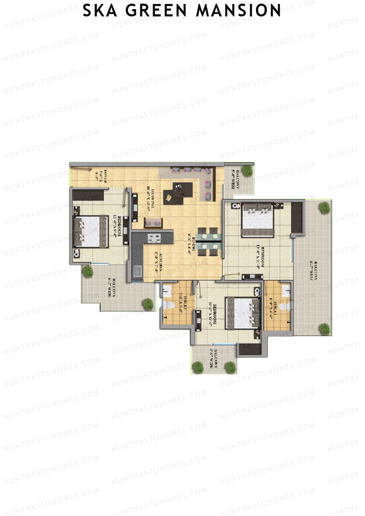 SKA Green Mansion Wing B Unit 15 Floor Plan