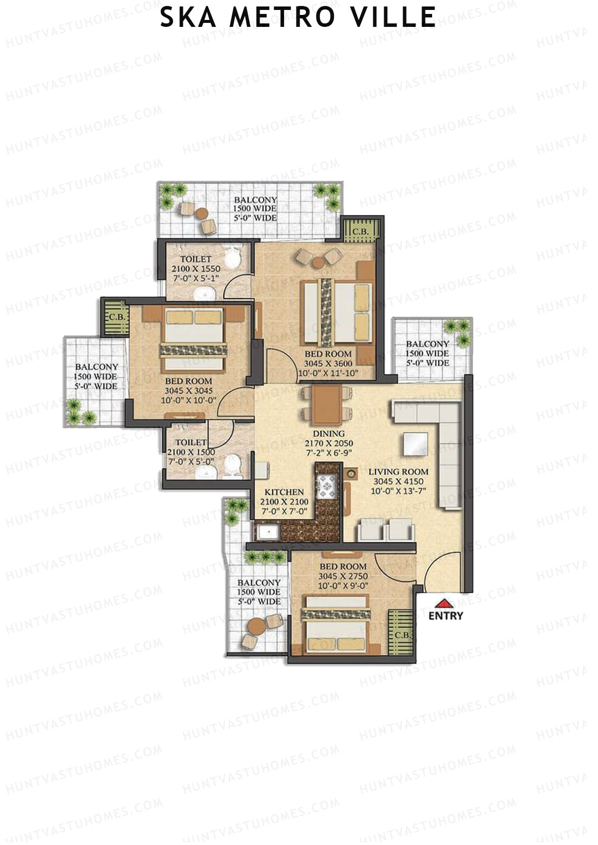 SKA Metro Ville Aster Unit 3 (Type S1) Floor Plan