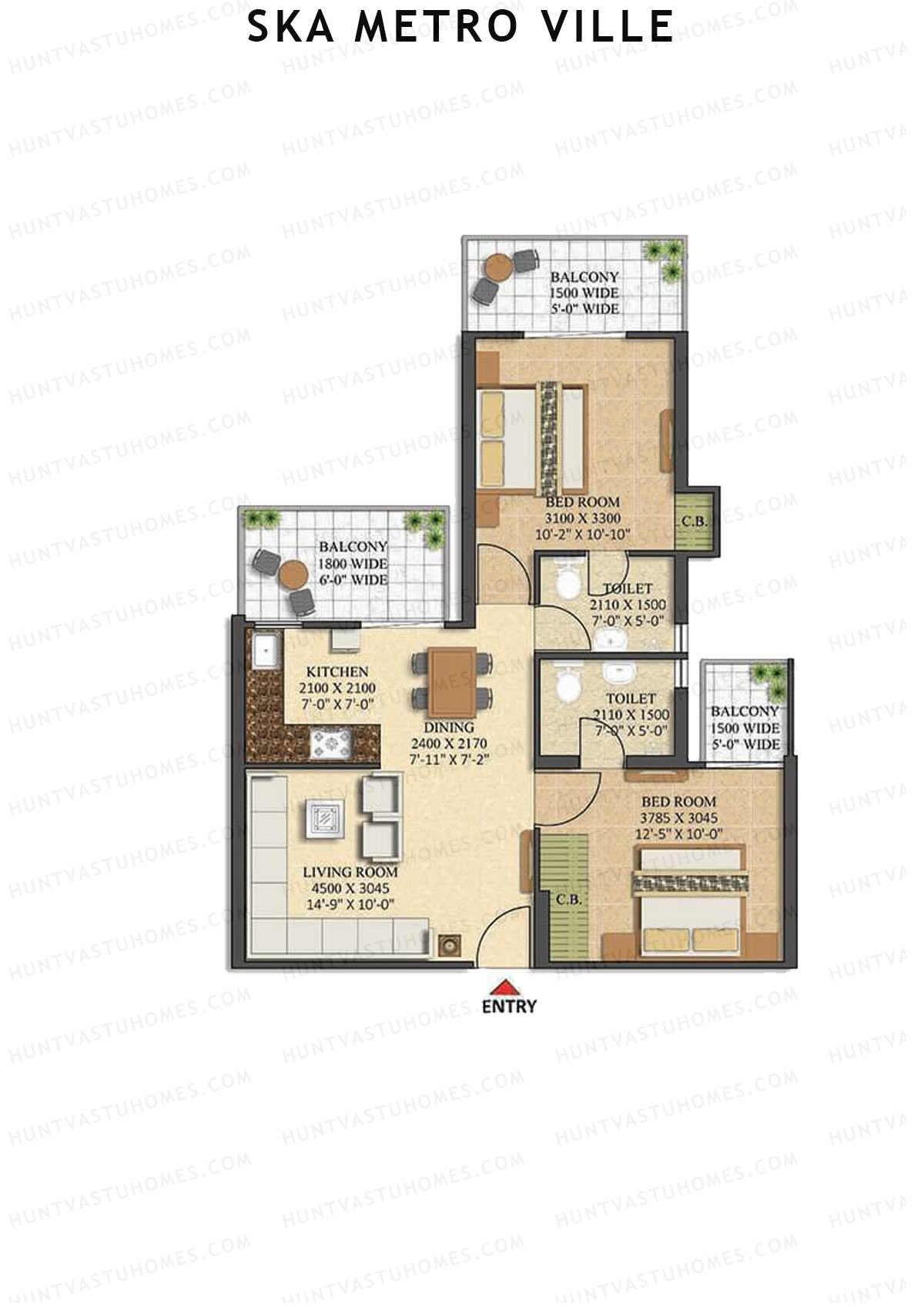 SKA Metro Ville Aster Unit 6 (Type M2) Floor Plan