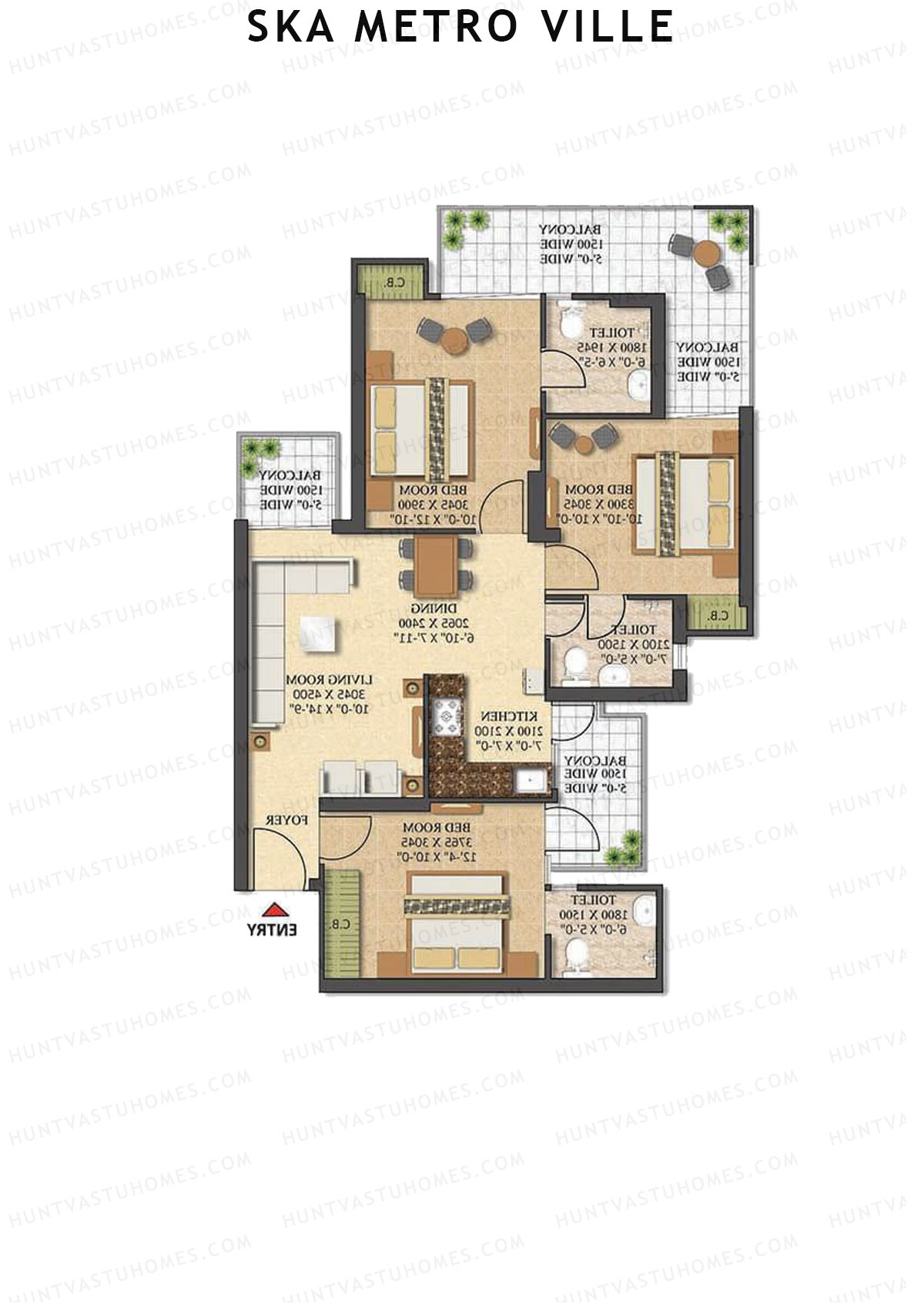 SKA Metro Ville Tulip Unit 23 (Type S2) Floor Plan