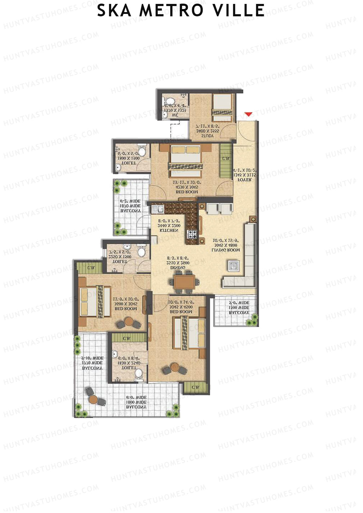 SKA Metro Ville Tulip Unit 26 (Type S3) Floor Plan