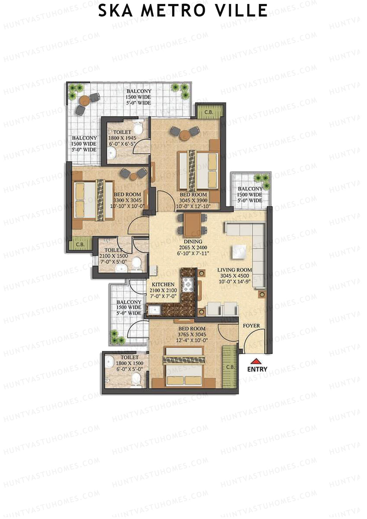 SKA Metro Ville Tulip Unit 28 (Type S2) Floor Plan