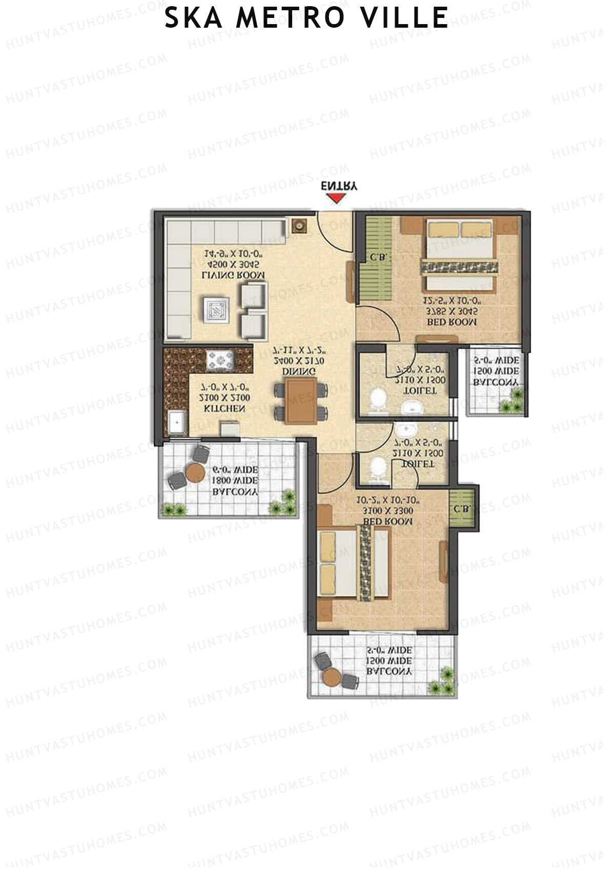 SKA Metro Ville Zinnia Unit 16 (Type M2) Floor Plan