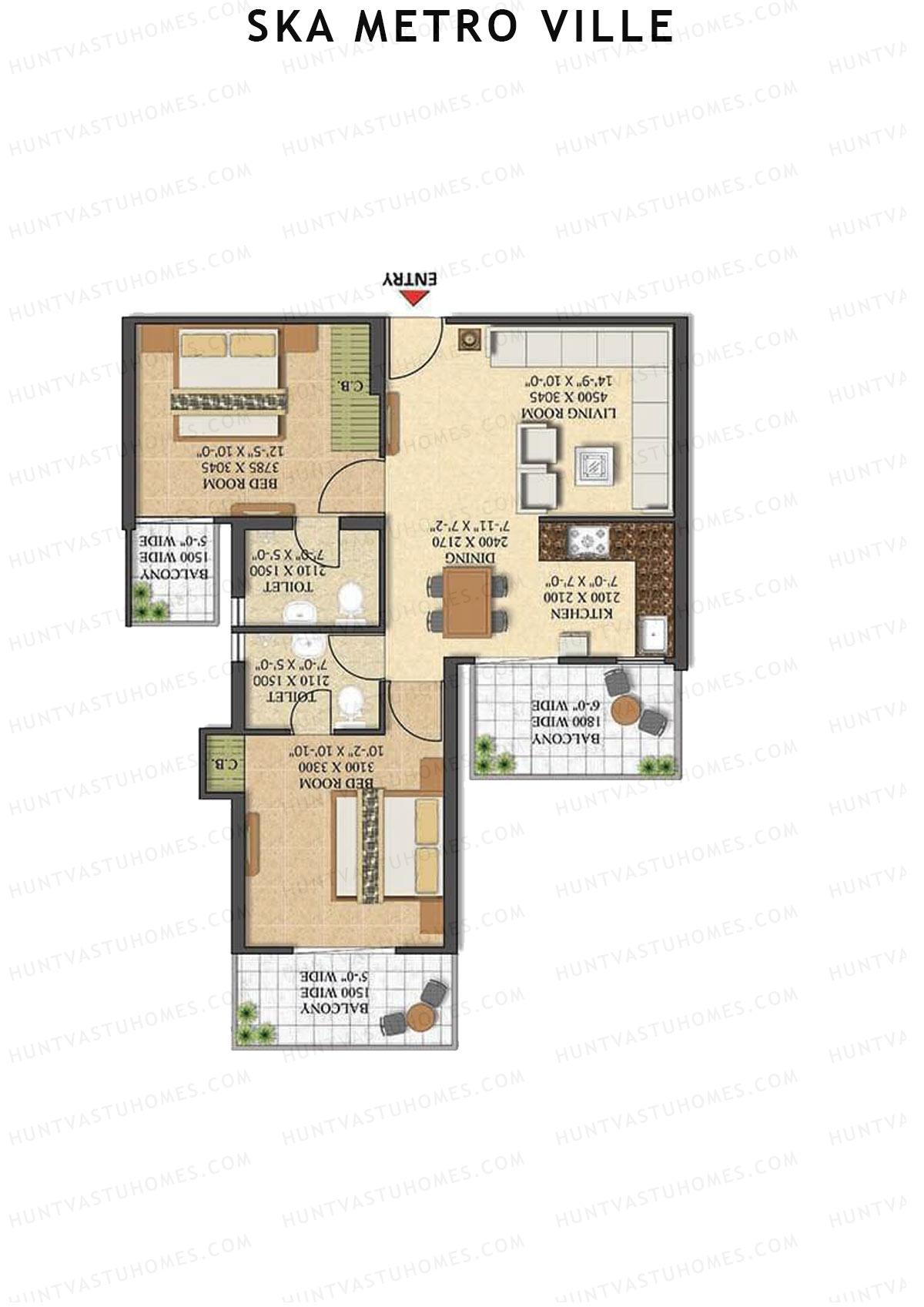 SKA Metro Ville Zinnia Unit 17 (Type M2) Floor Plan