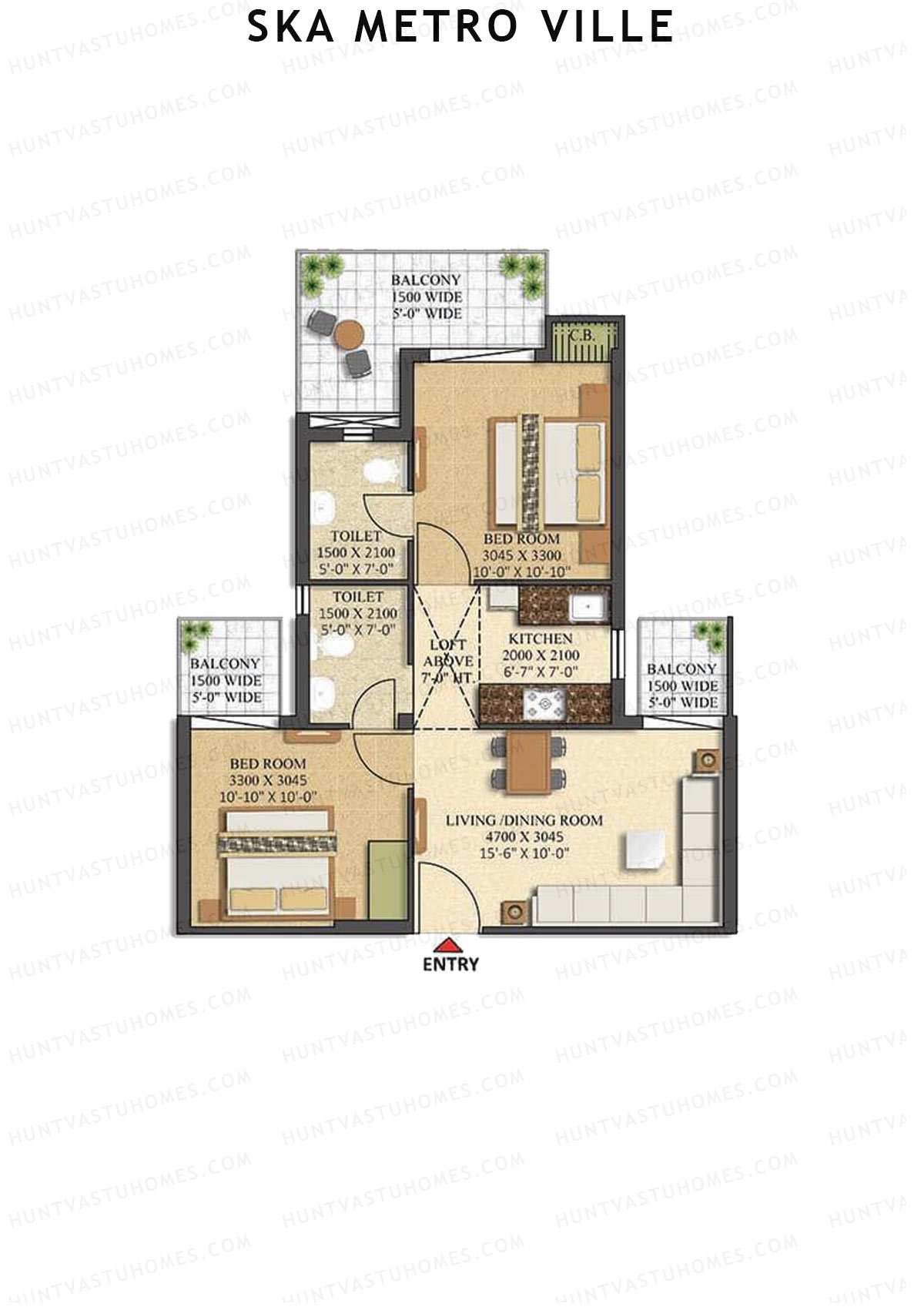 SKA Metro Ville Zinnia Unit 21 (Type M1) Floor Plan