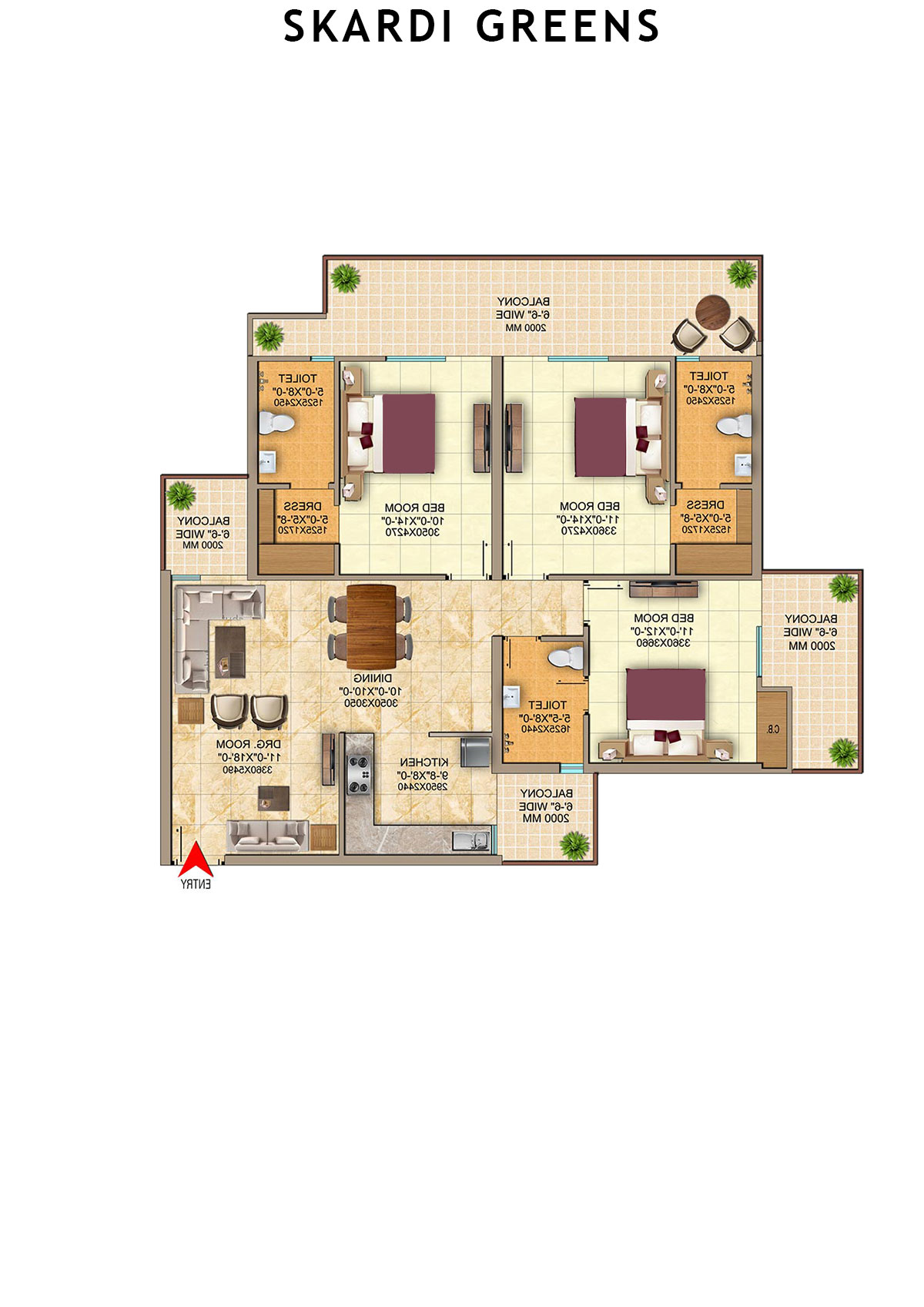 Skardi Greens Tower 1D Unit 2 (Type  DIAMOND- I) Floor Plan
