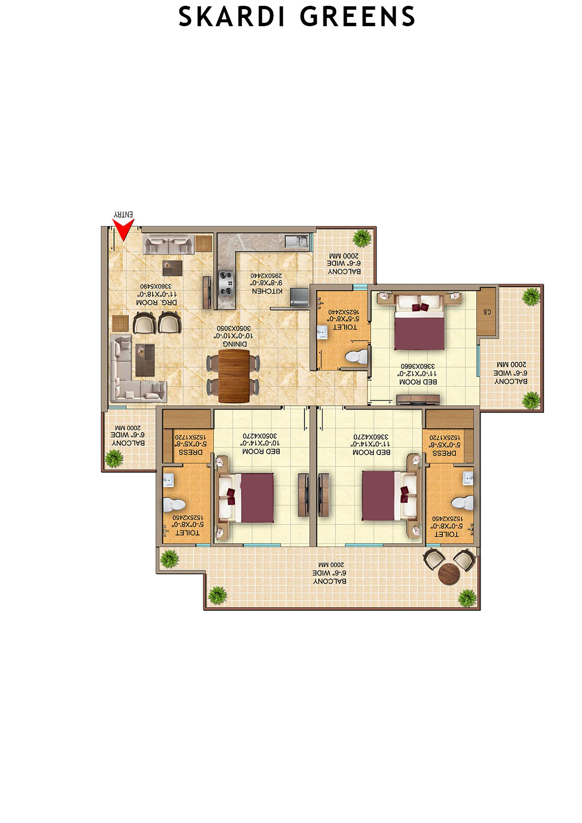 Skardi Greens Tower 1D Unit 3 (Type  DIAMOND-I) Floor Plan